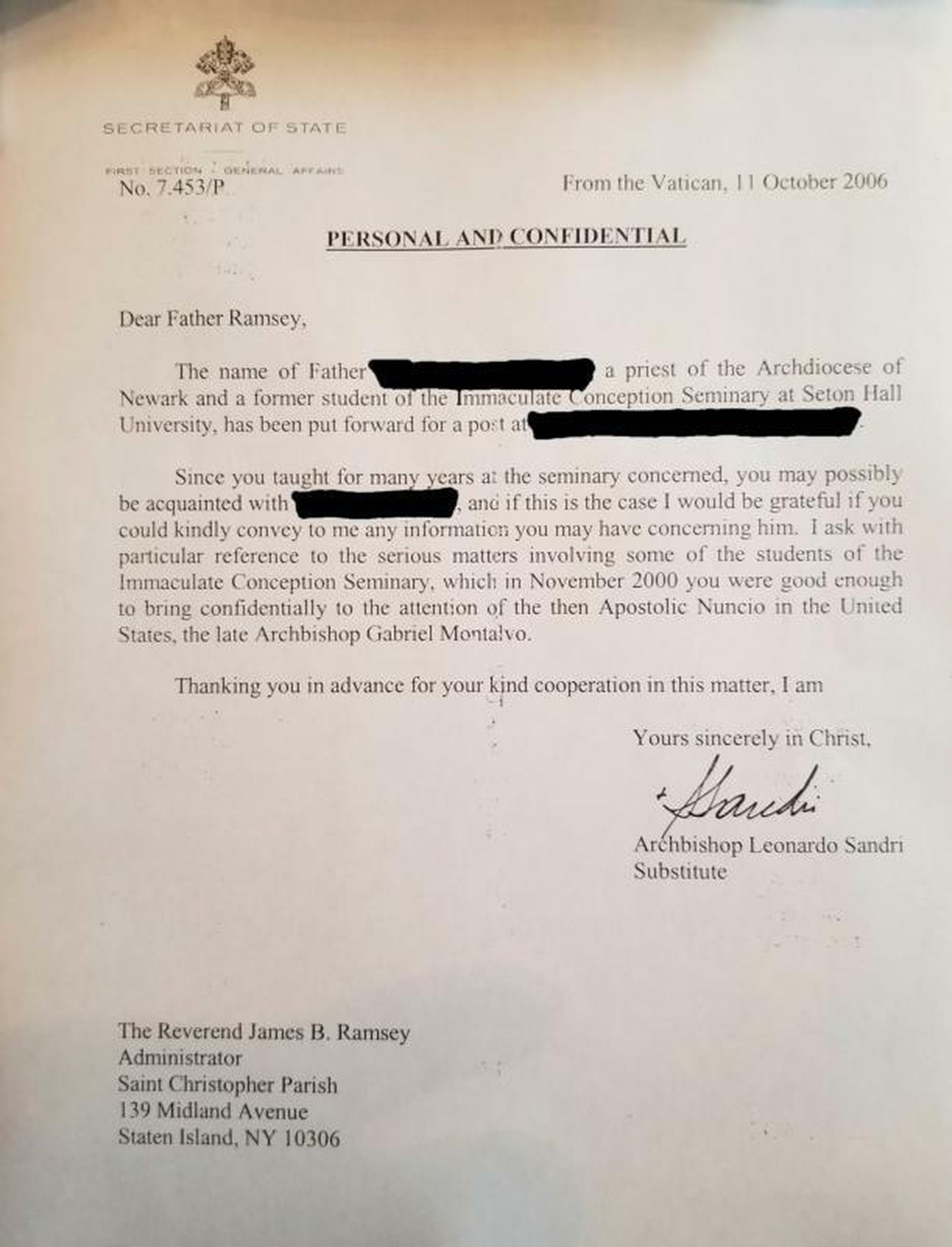 Carta de Sandri