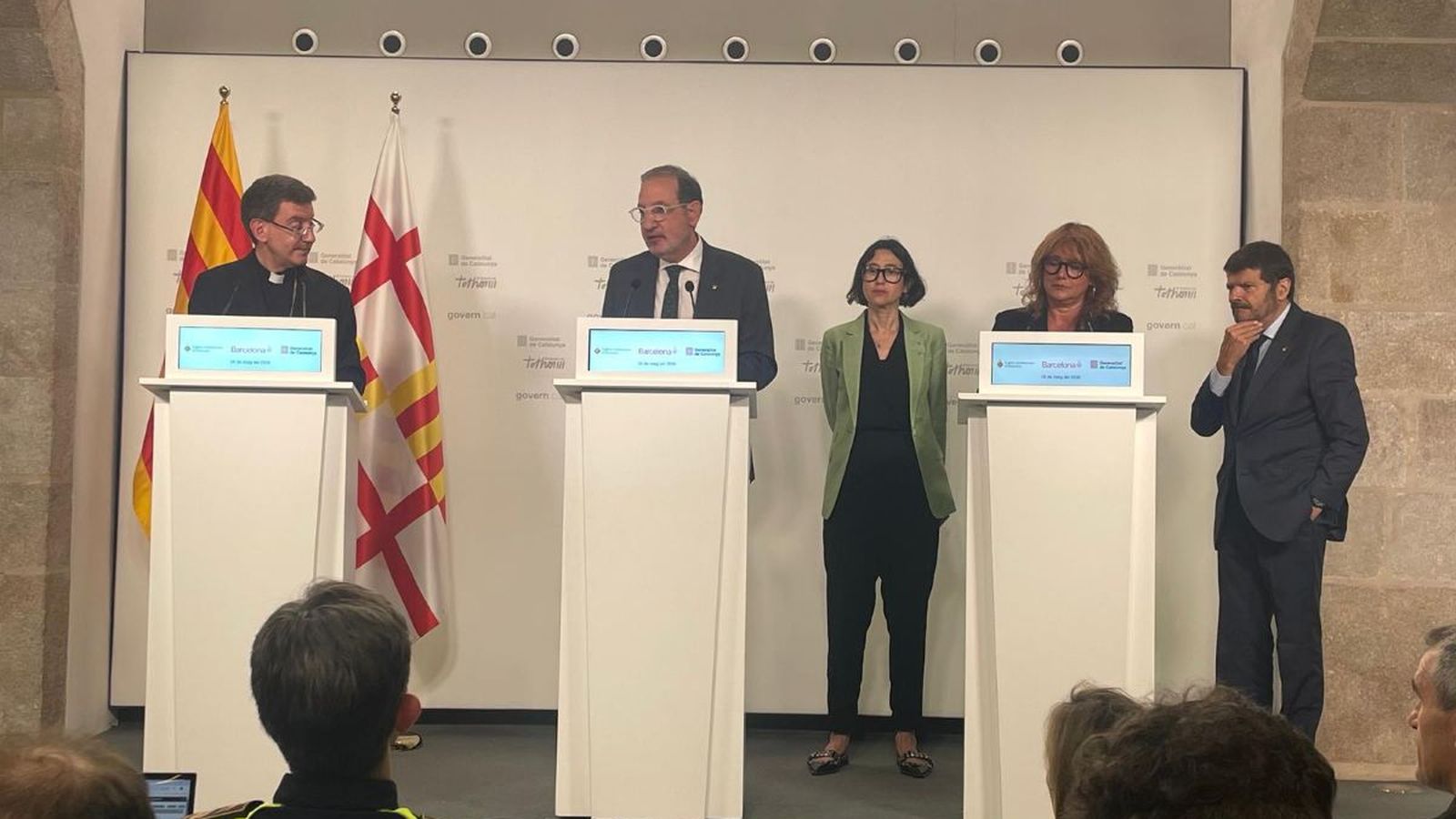 Ramon Espadaler, consejero de Justicia y Calidad Democrática, durante la comparecencia institucional sobre el dispositivo especial preparado para la visita del papa León XIV a Barcelona.