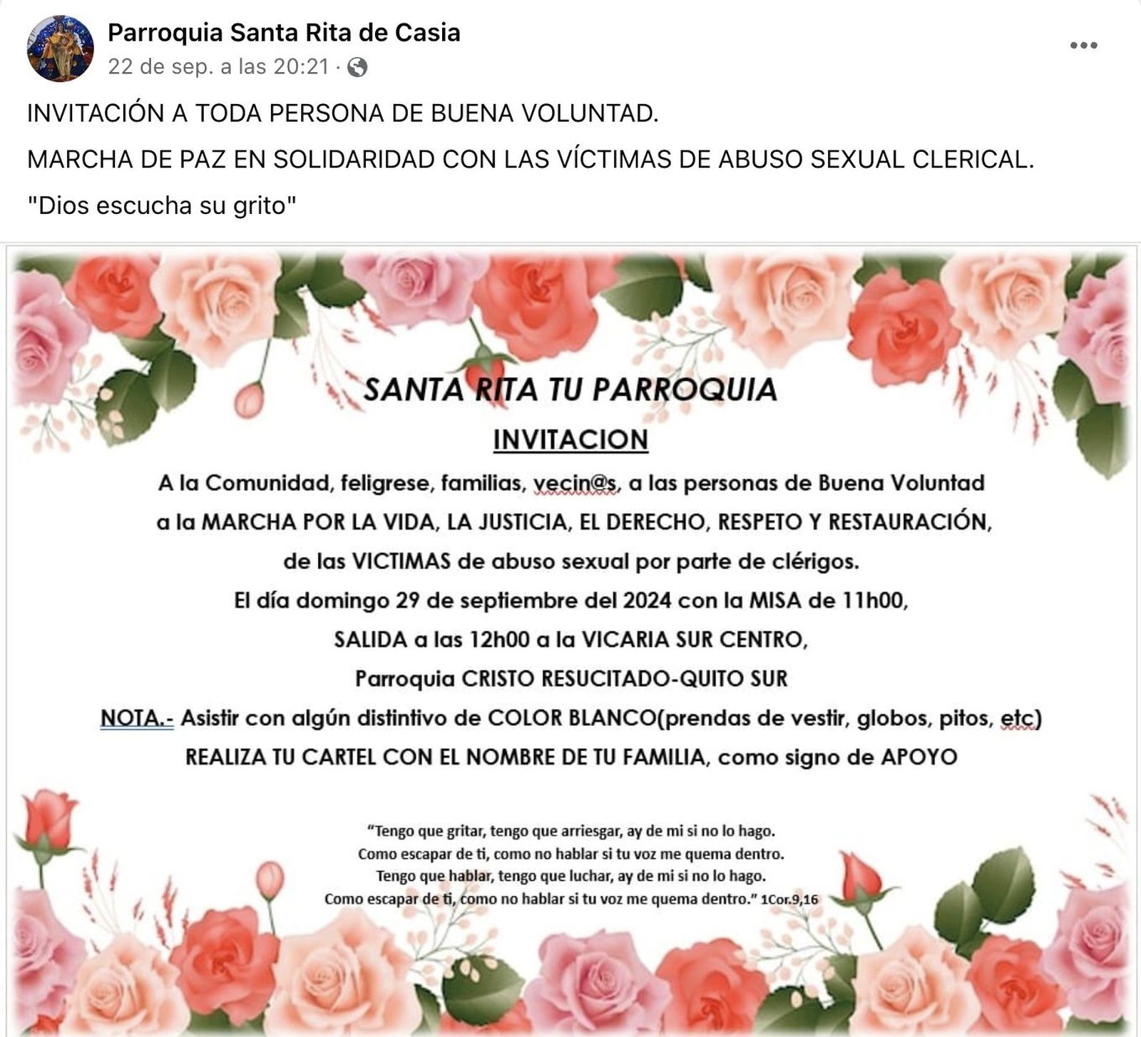 Marcha contra los abusos en Santa Rosa de Quito