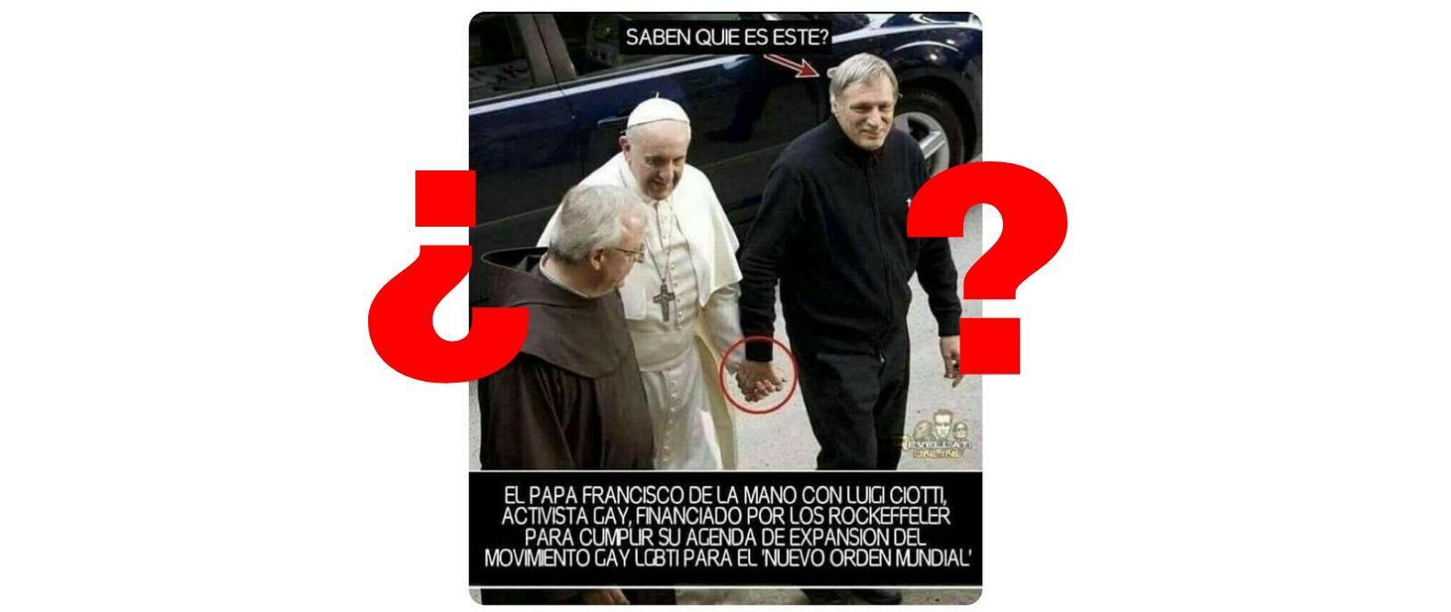 Maldito bulo: El Papa, de la mano con un "activista gay, financiado por los Rockefeller"