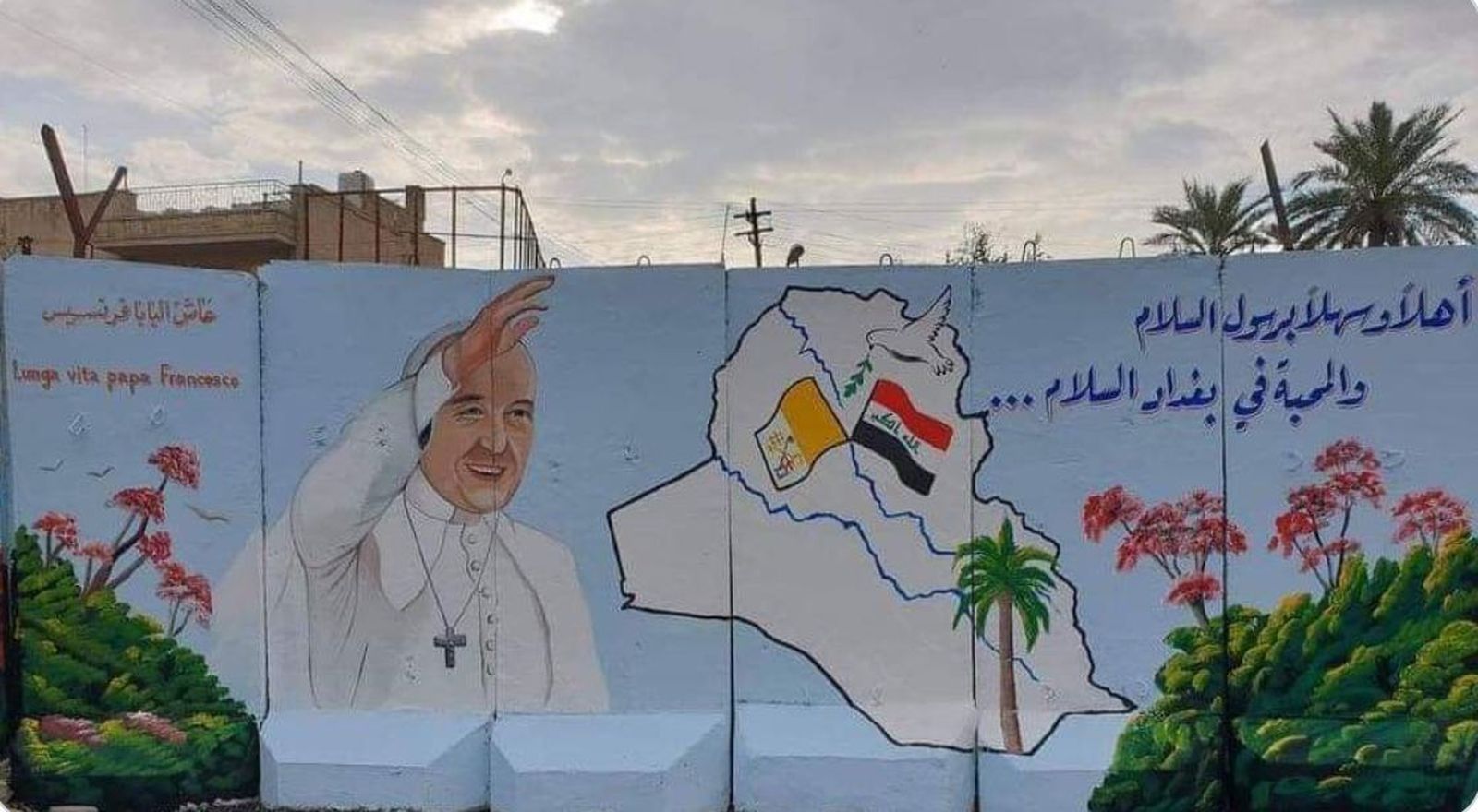 Mural del Papa en Irak