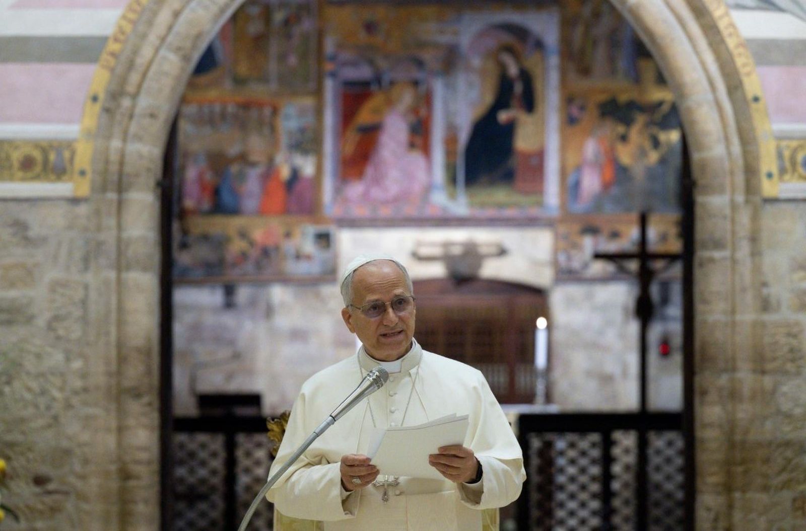 El Papa León en la Porciúncula de Asís, noviembre de 2025