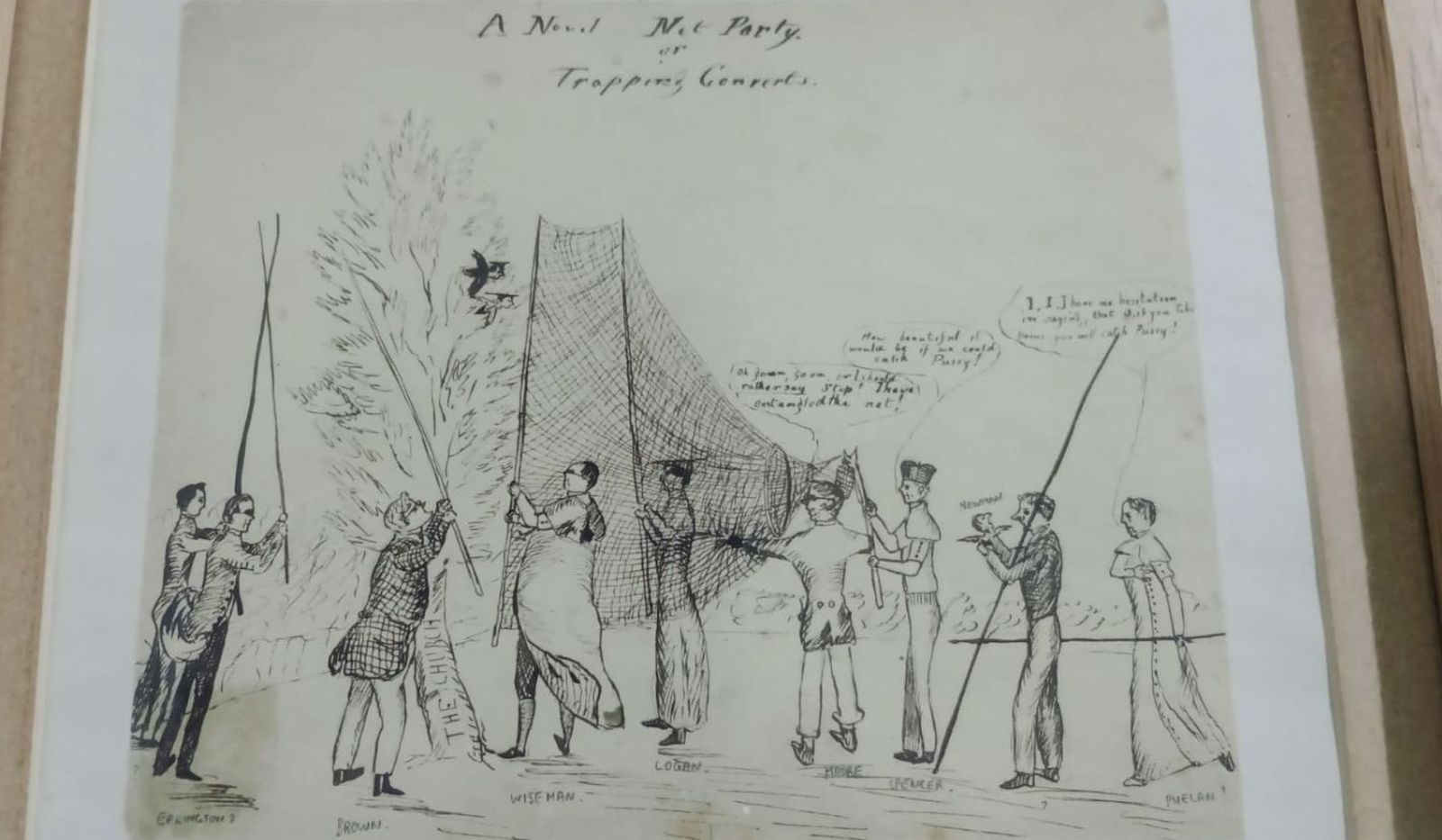 Este grabado es famoso: circulaba en Oscott college cuando Newman se preparaba para la confirmación: "Una nueva red de juegos para atrapar conversos"