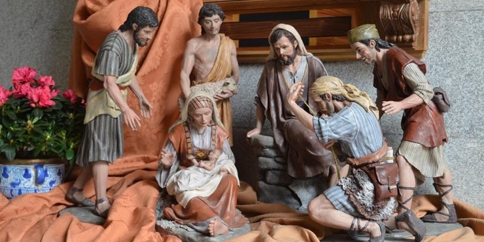Belén con Sagrada Familia y pastores