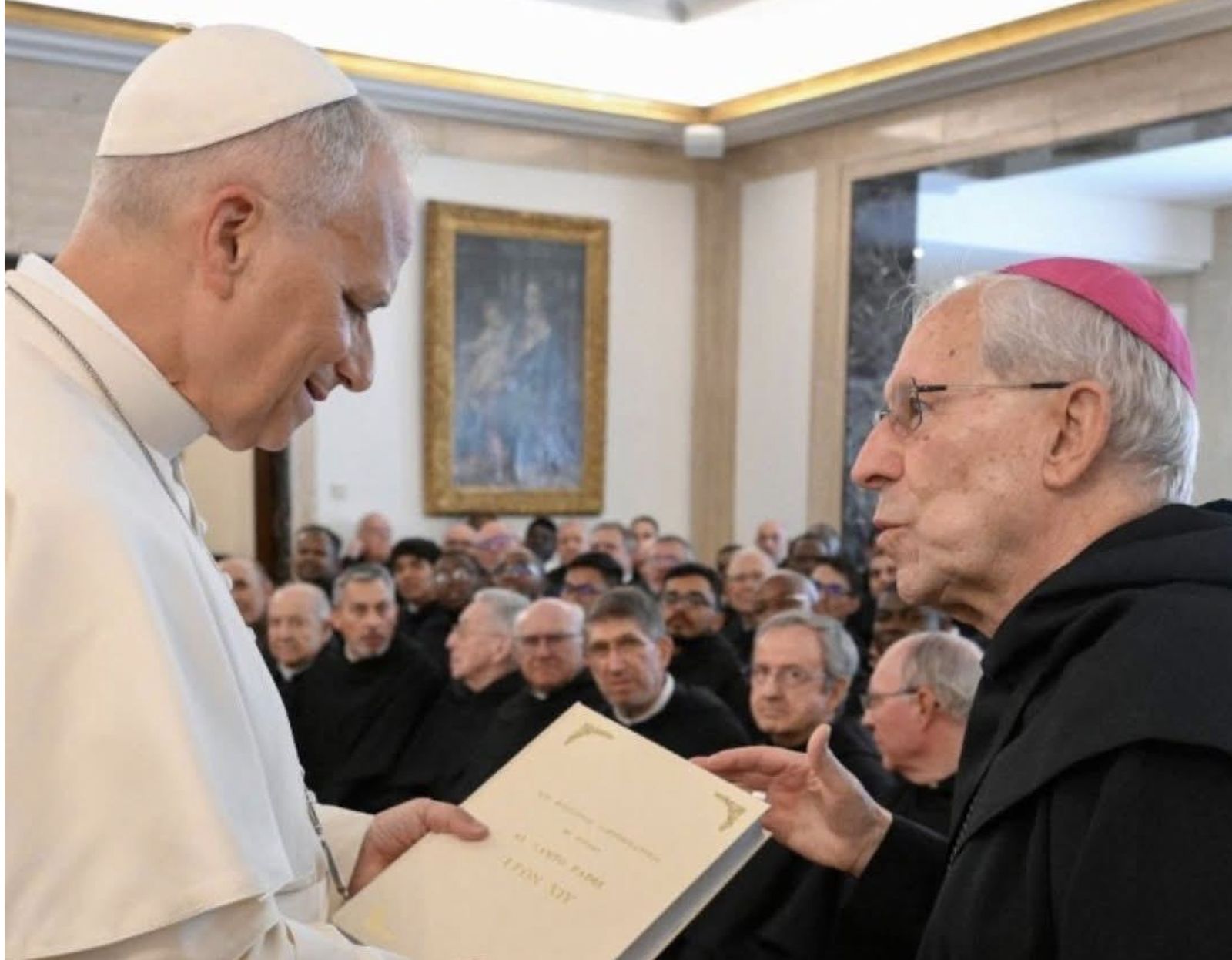 Eusebio Hernández Sola, con el Papa en la Nunciatura en Madrid