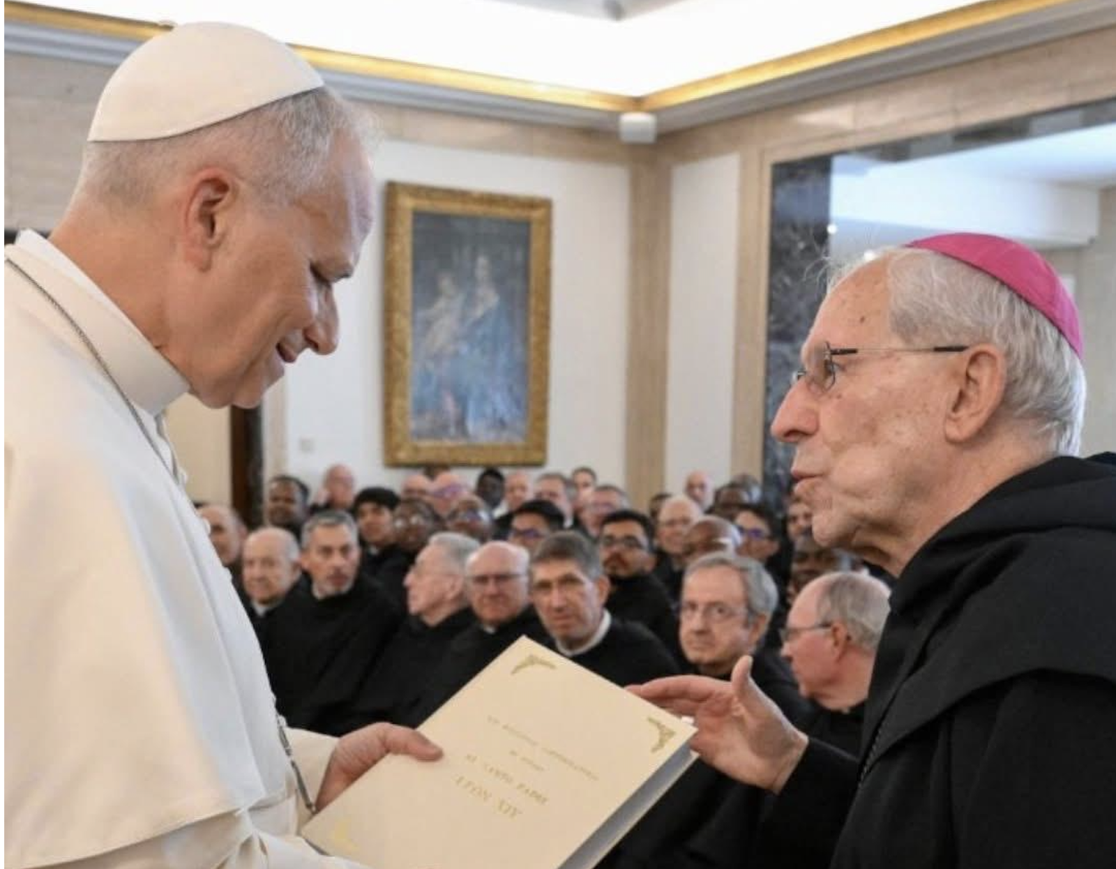 Eusebio Hernández Sola, con el Papa en la Nunciatura en Madrid