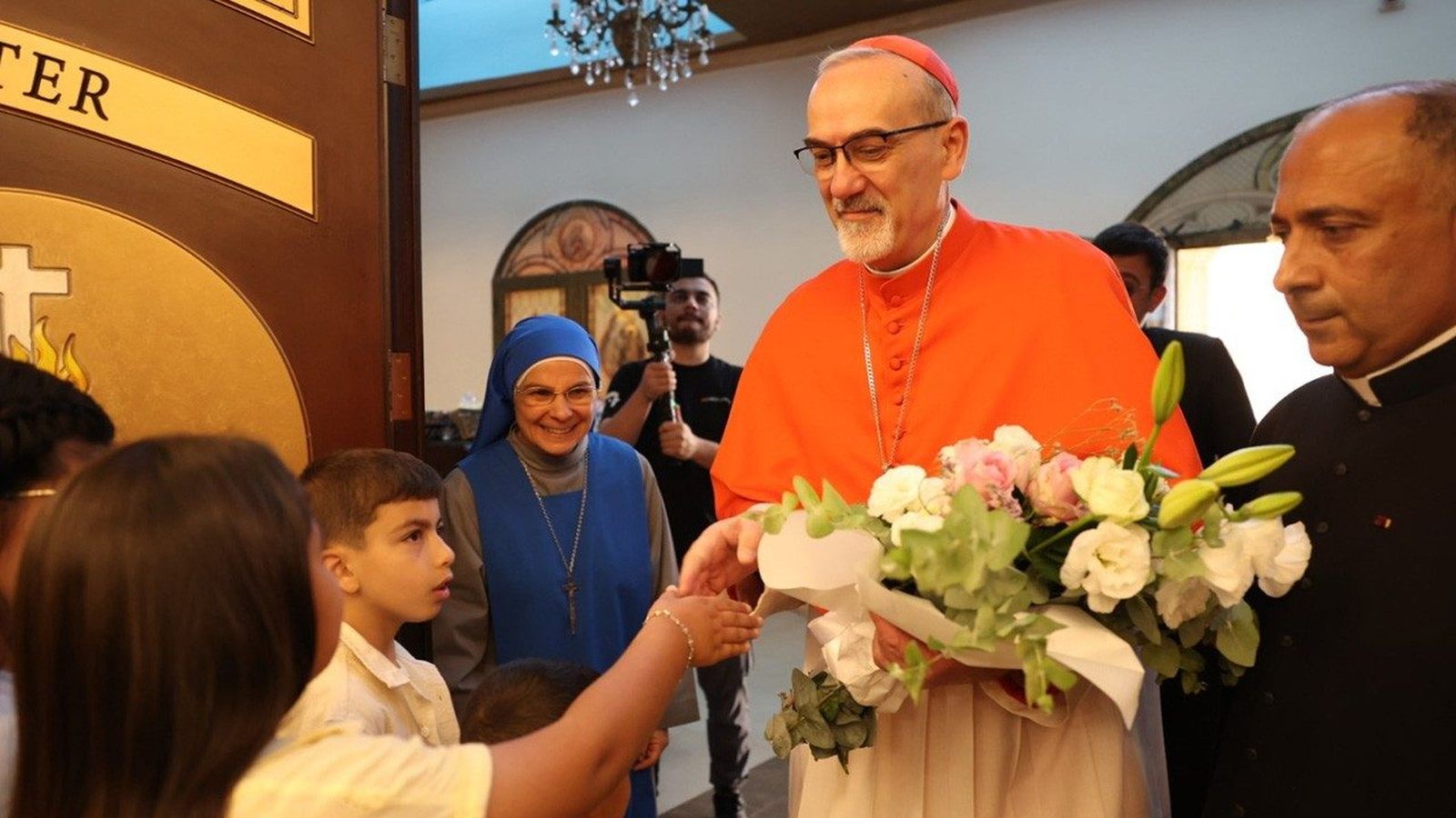 El cardenal Pizzaballa en la jornada de peregrinación a la gruta de Nuestra Señora del Monte en Anjara
