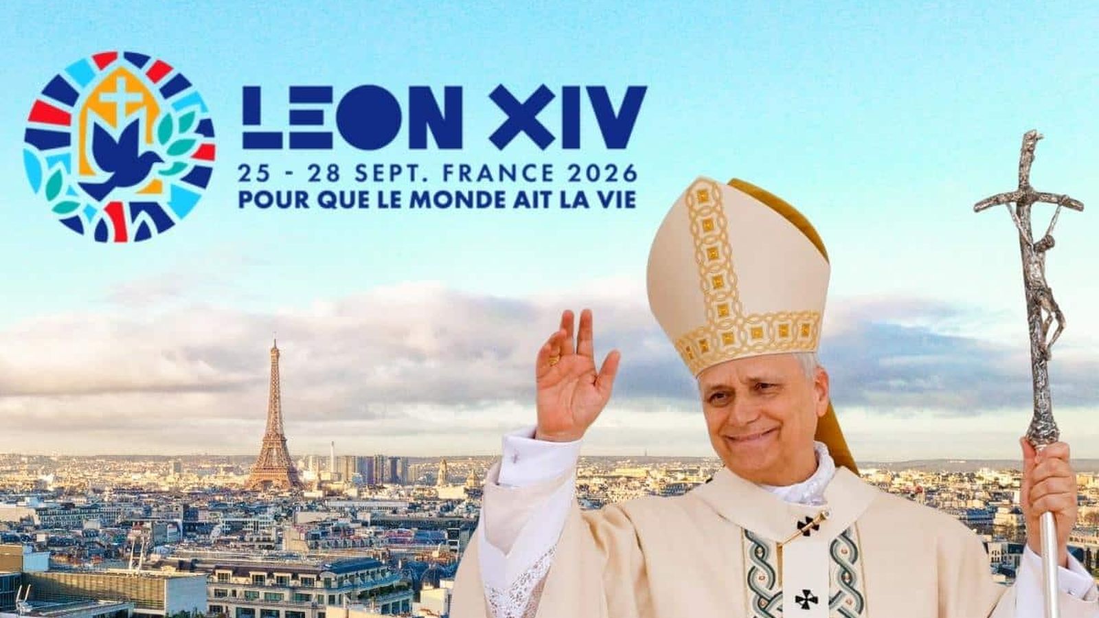Cartel del viaje de León XIV a Francia