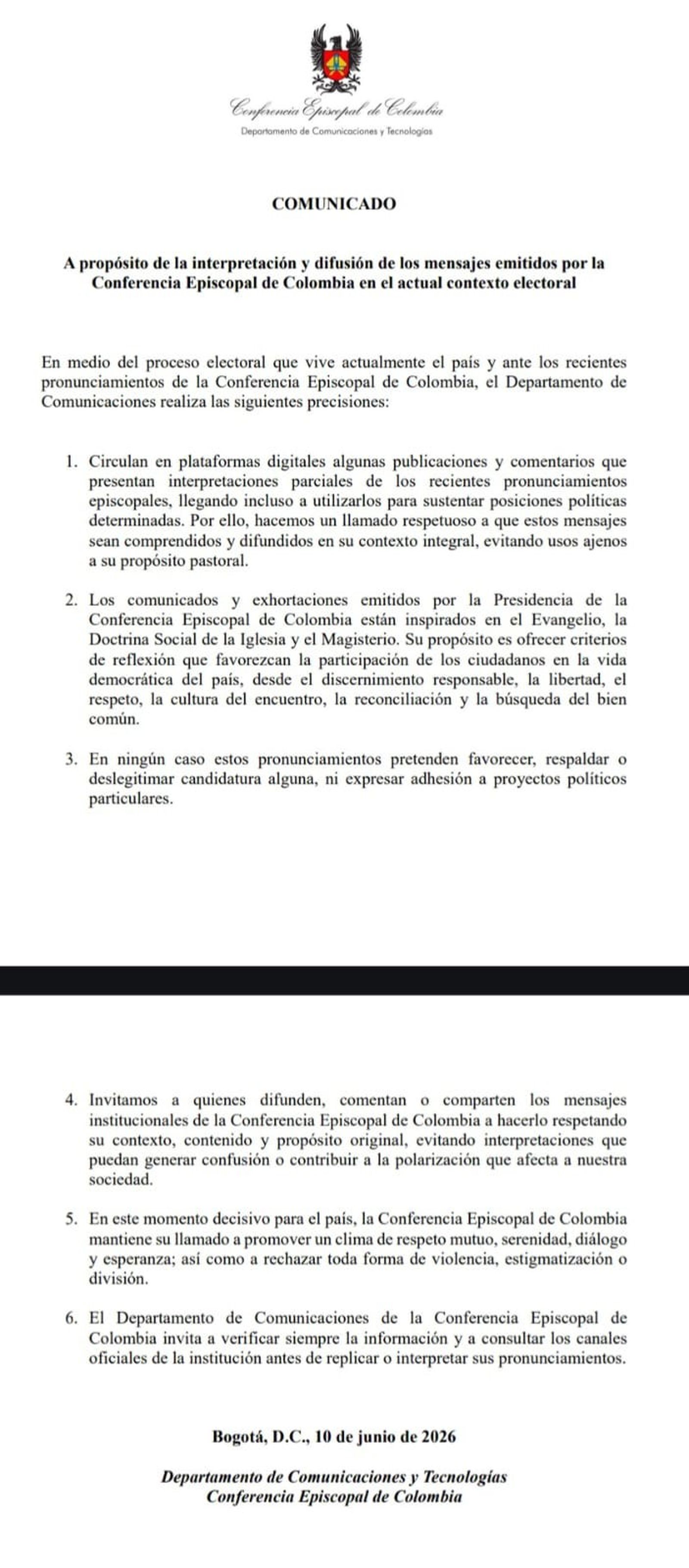 comunicado CEC del 10 de junio 2026
