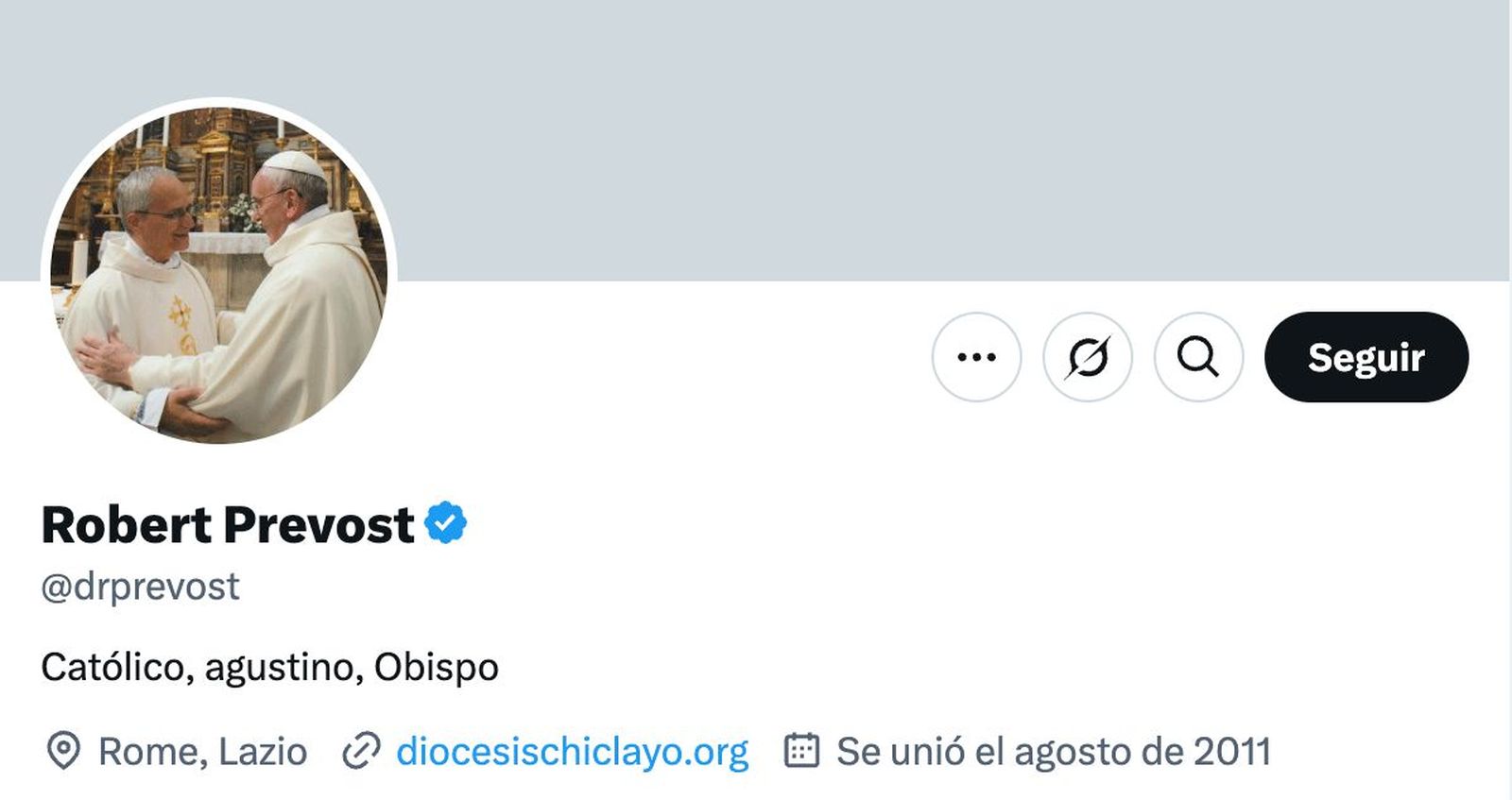 La única cuenta oficial en X del cardenal Prevost