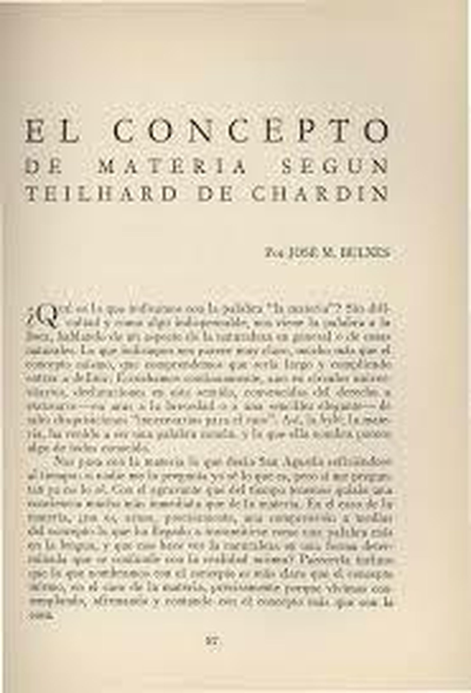 El concepto de materia de Pierre Teilhard de C.