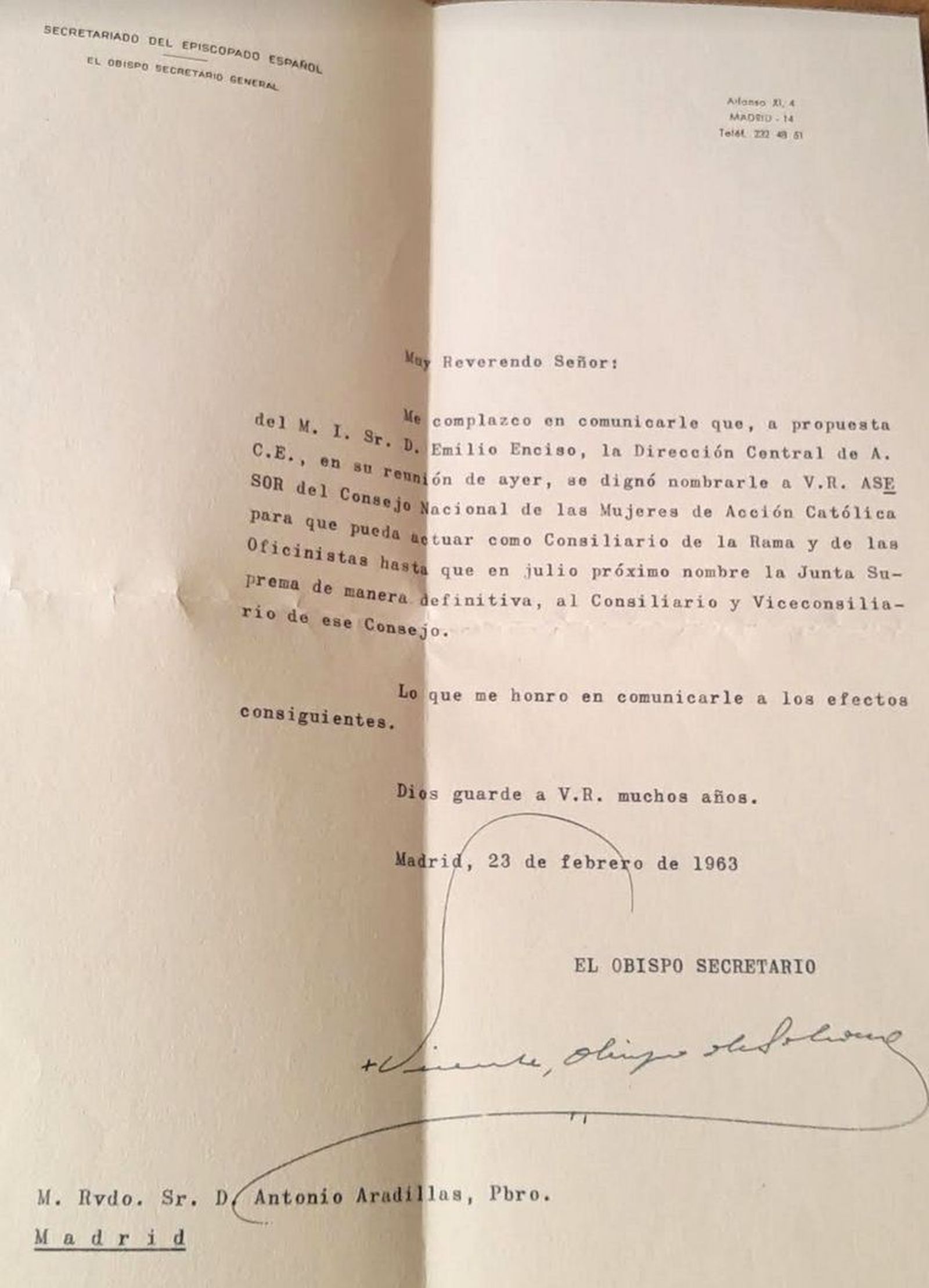 Aradillas, consiliario de AC