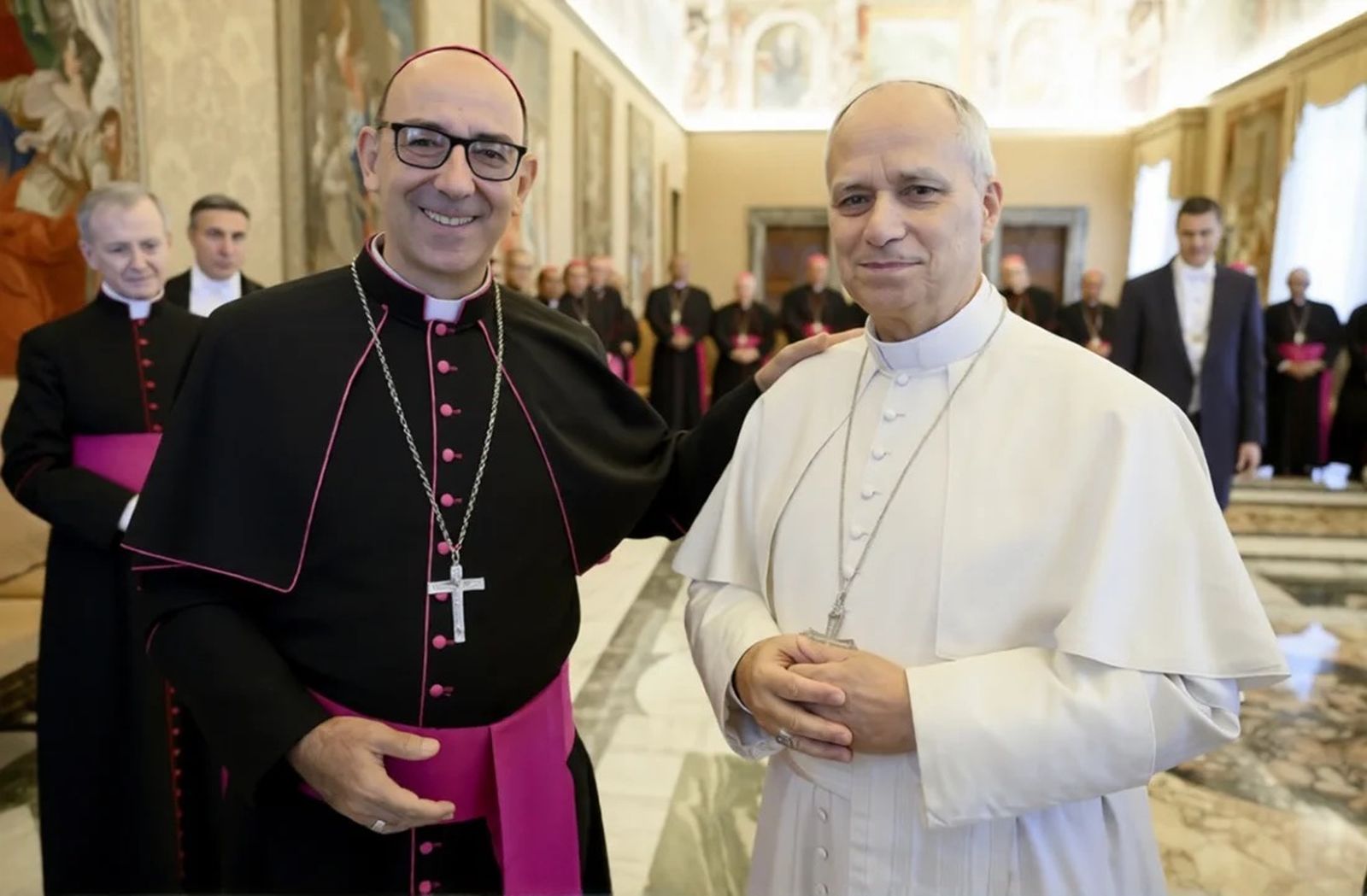 Monseñor David Martínez con León XIV durante la visita 'ad limina', en enero de 2026