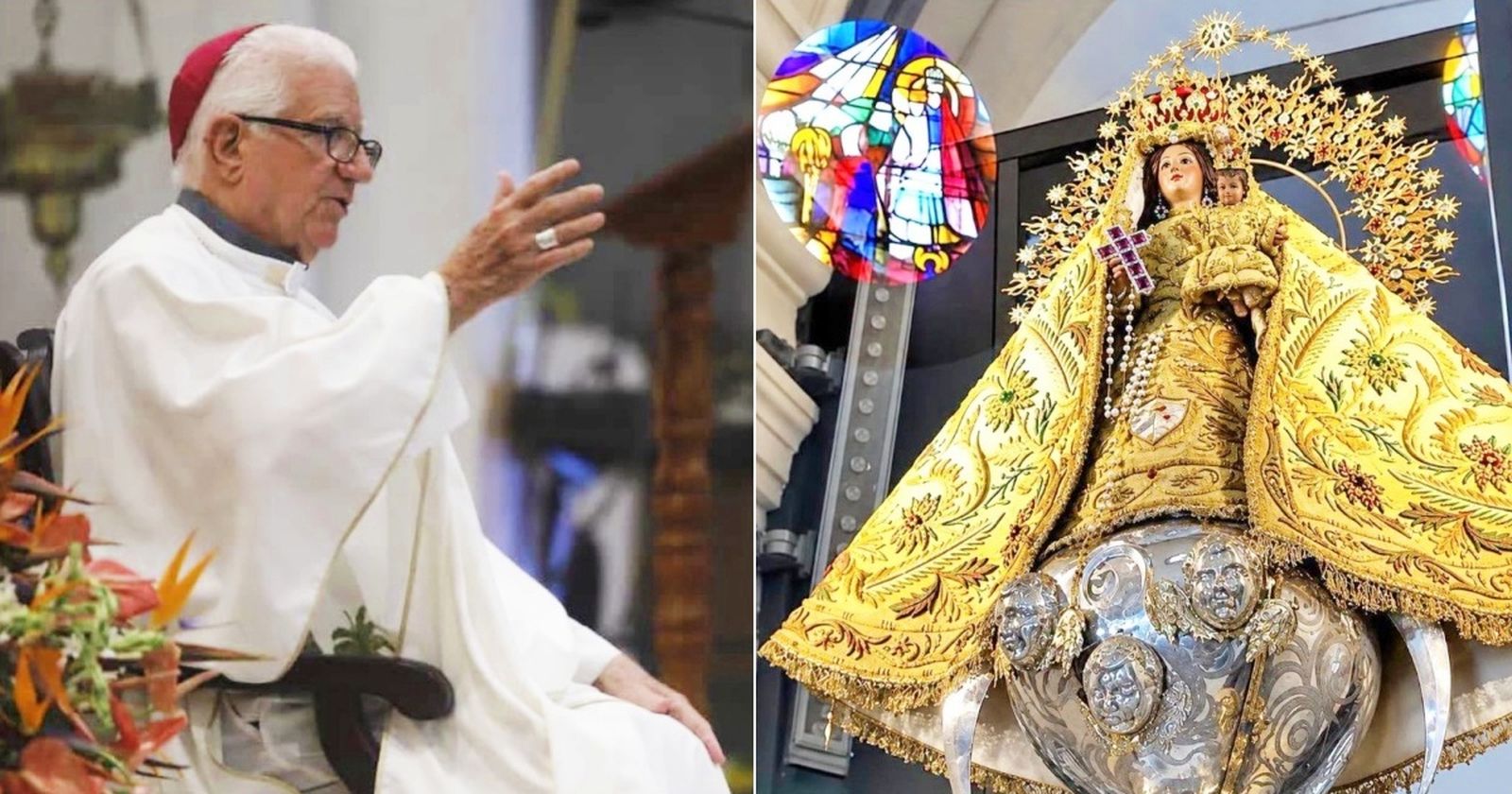 Arzobispo de Santiago de Cuba e imagen de la Caridad del Cobre en la Basílica del Cobre