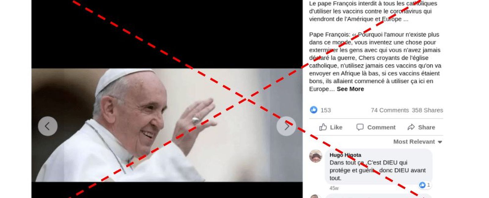 Fake news: El Papa no prohíbe vacunarse a los católicos de África