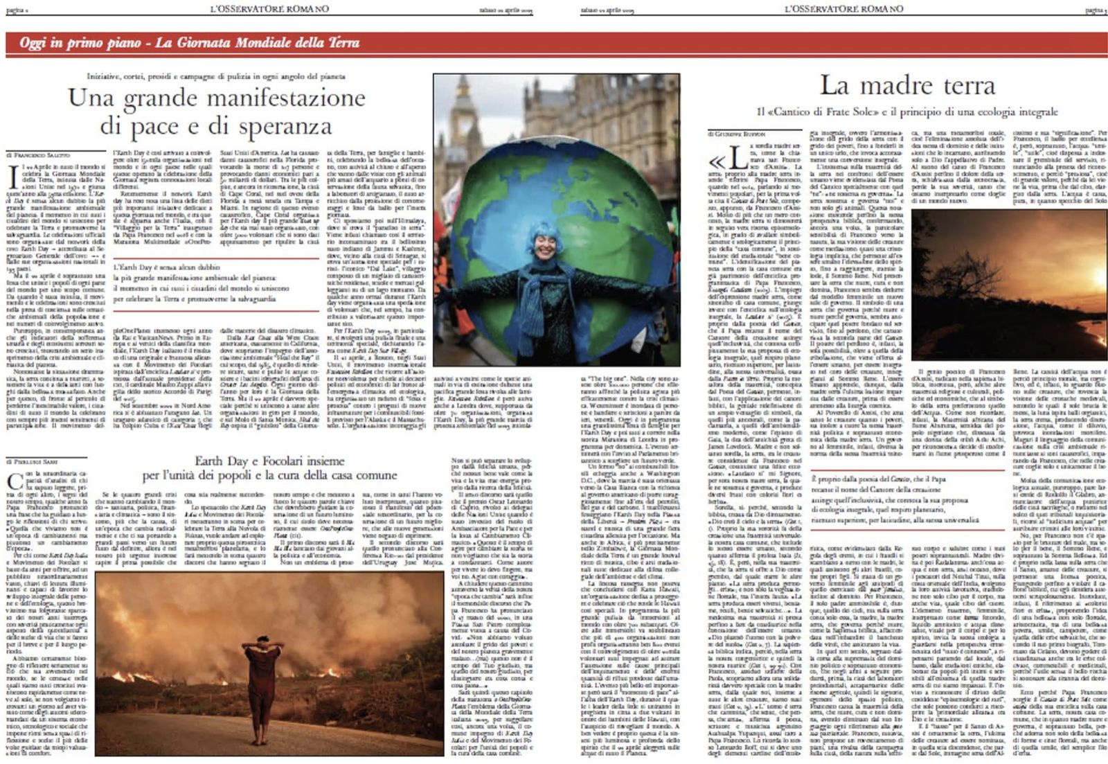 Información de L'Osservatore Romani sobre el Día de la Tierra