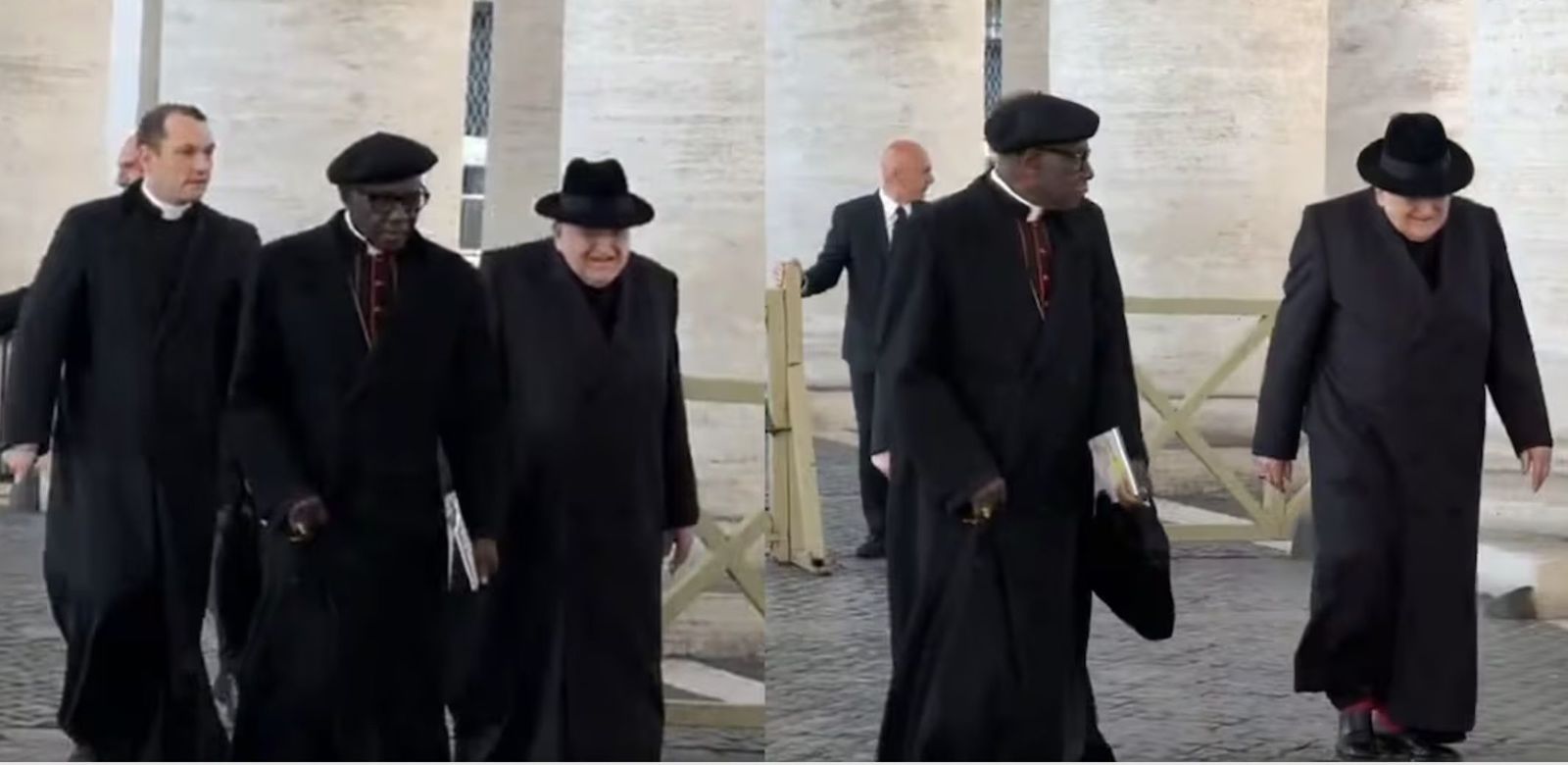 Burke y Sarah, llegando juntos a la primera de las congregaciones