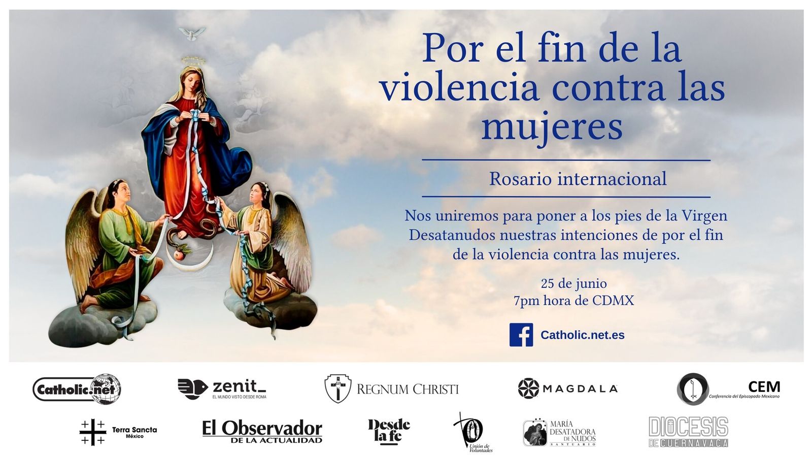 Instituciones católicas invitan a participar en el Rosario “por el fin de la violencia contra las mujeres”