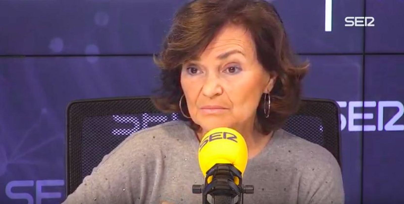 Carmen Calvo, durante la entrevista