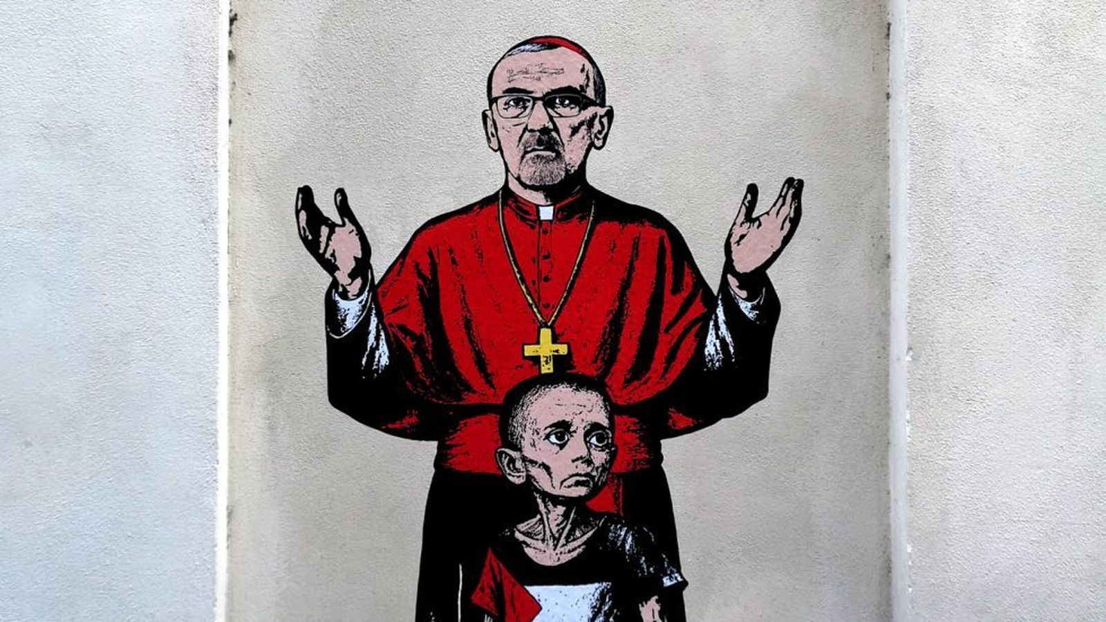 Mural de Pizzaballa en la Curia de Milán