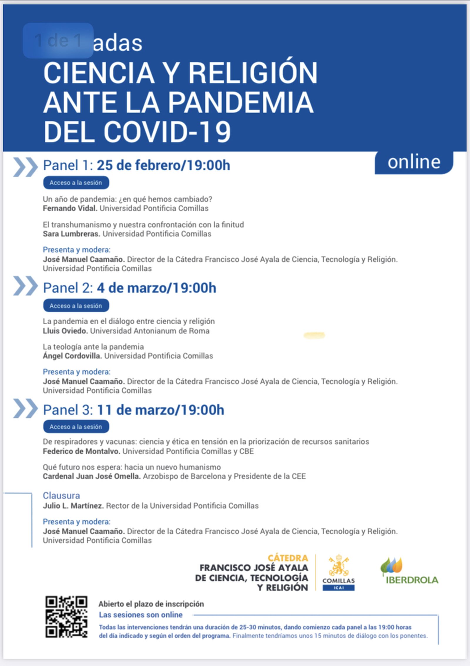 Ciencia y religión ante la pandemia