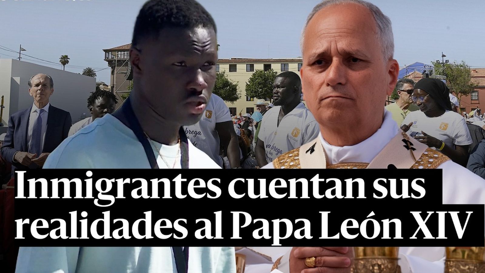 Inmigrantes con el papa. captura de pantalla