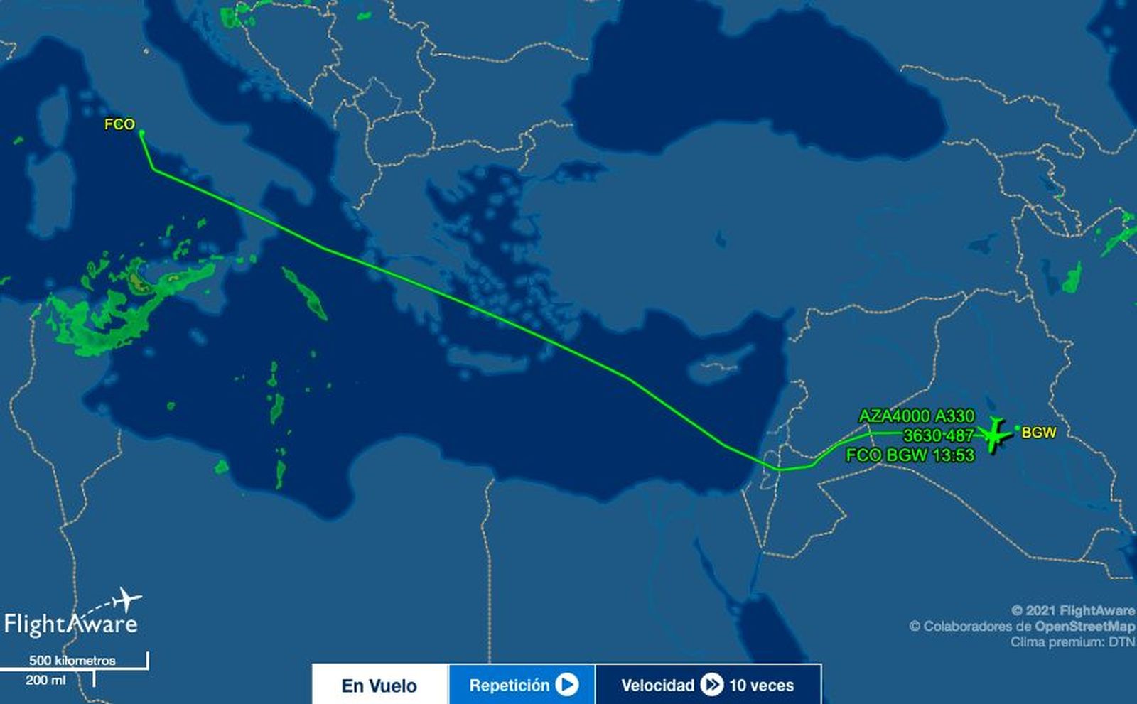 Trayecto del vuelo papal