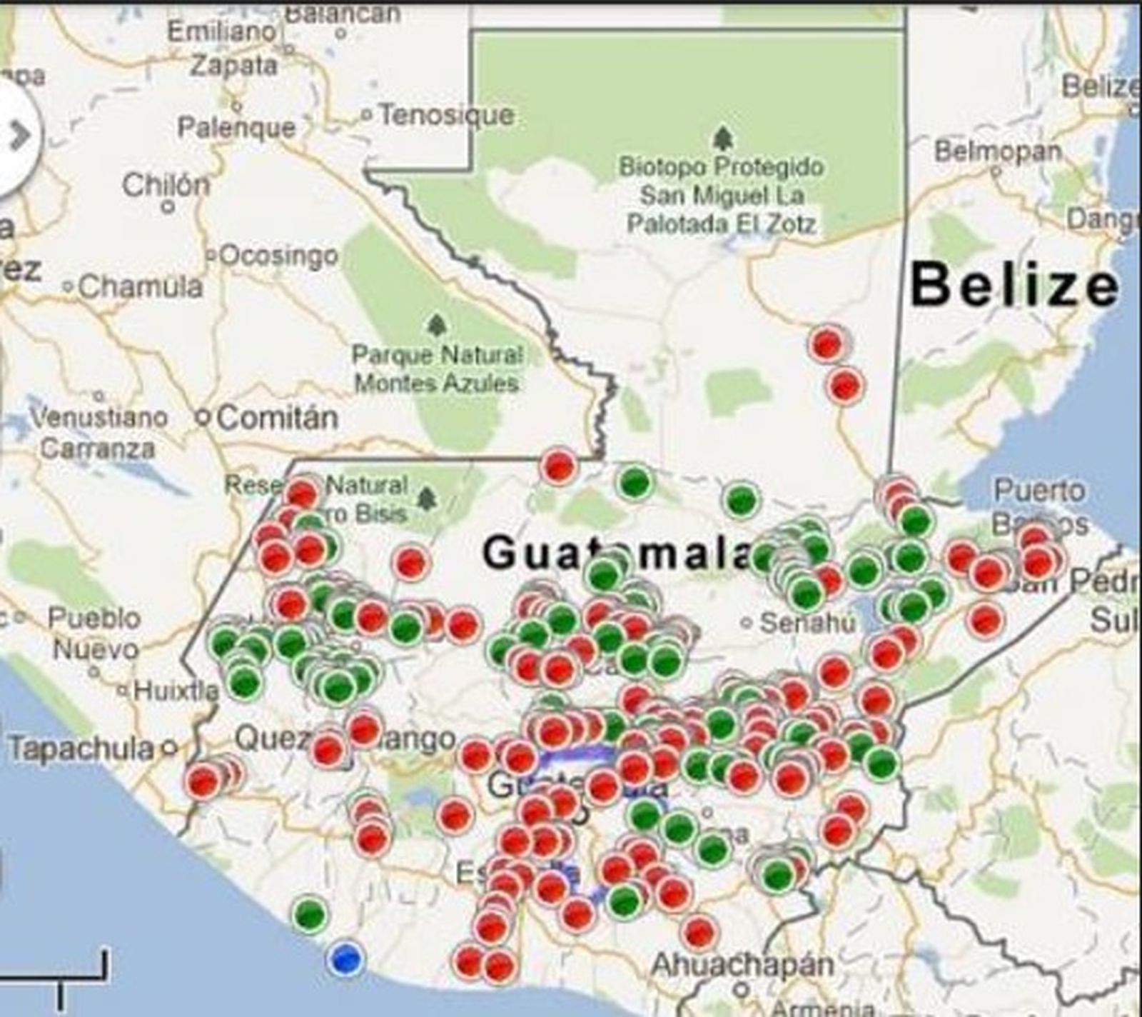 Ver MINAS en un mapa ampliado