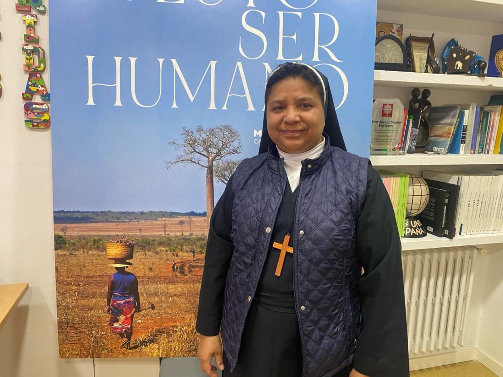 La religiosa, en la sede de Manos Unidas