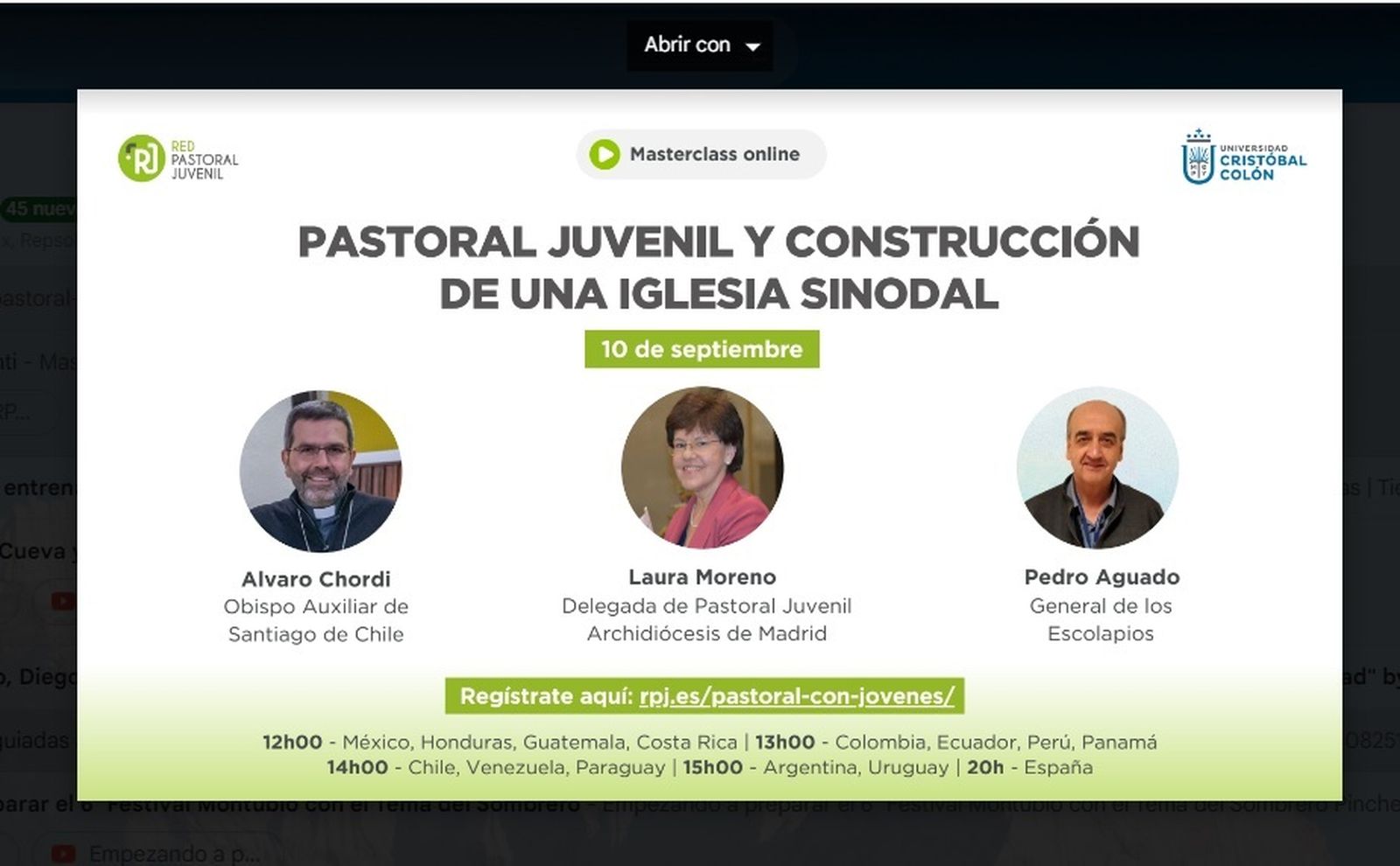 La 3ª Edición del Curso de Animadores de Procesos de Pastoral con Jóvenes se inicia con una Masterclass gratuita