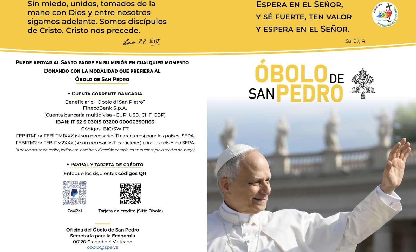 Cartel de la campaña del Óbolo de San Pedro