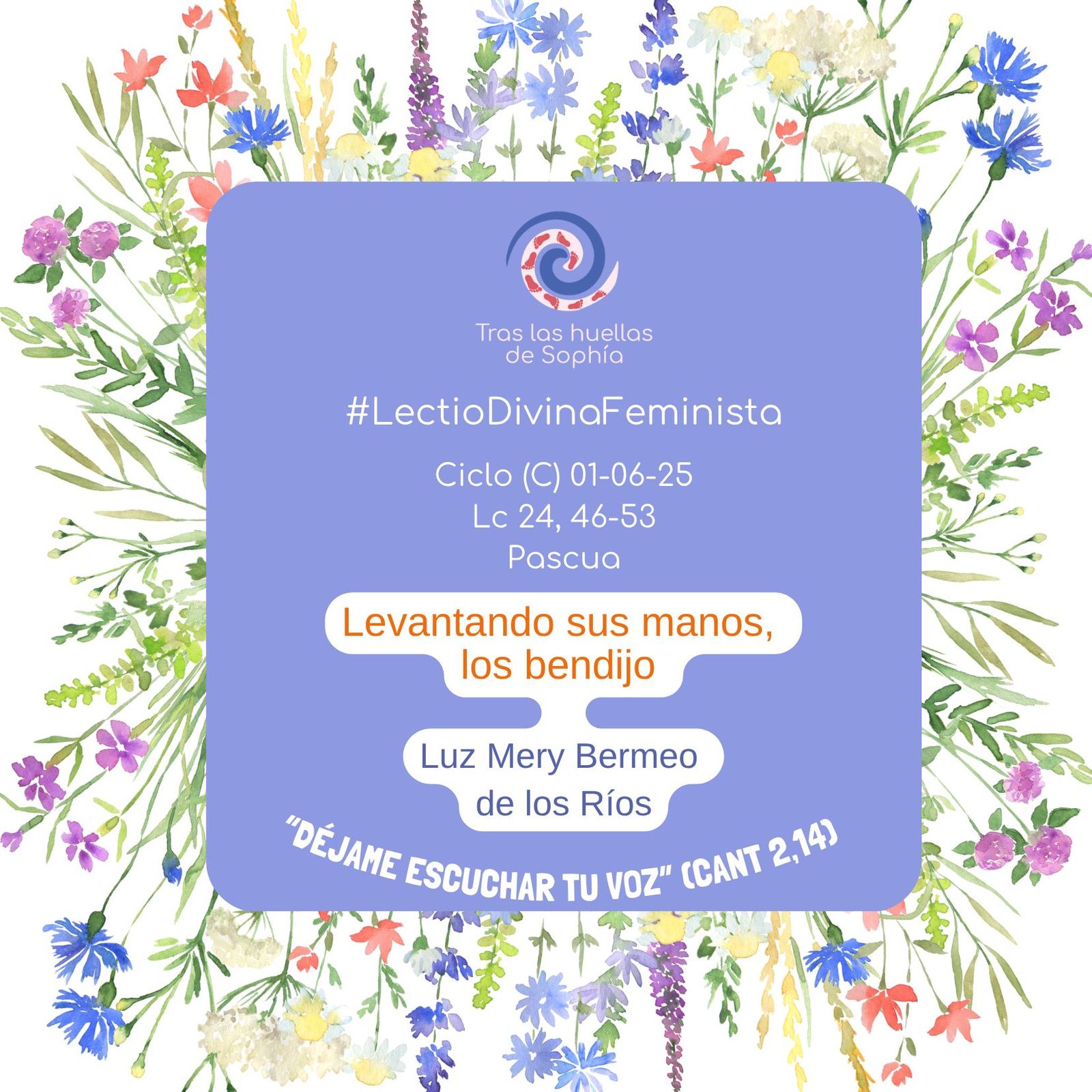 Levantando sus manos, los bendijo