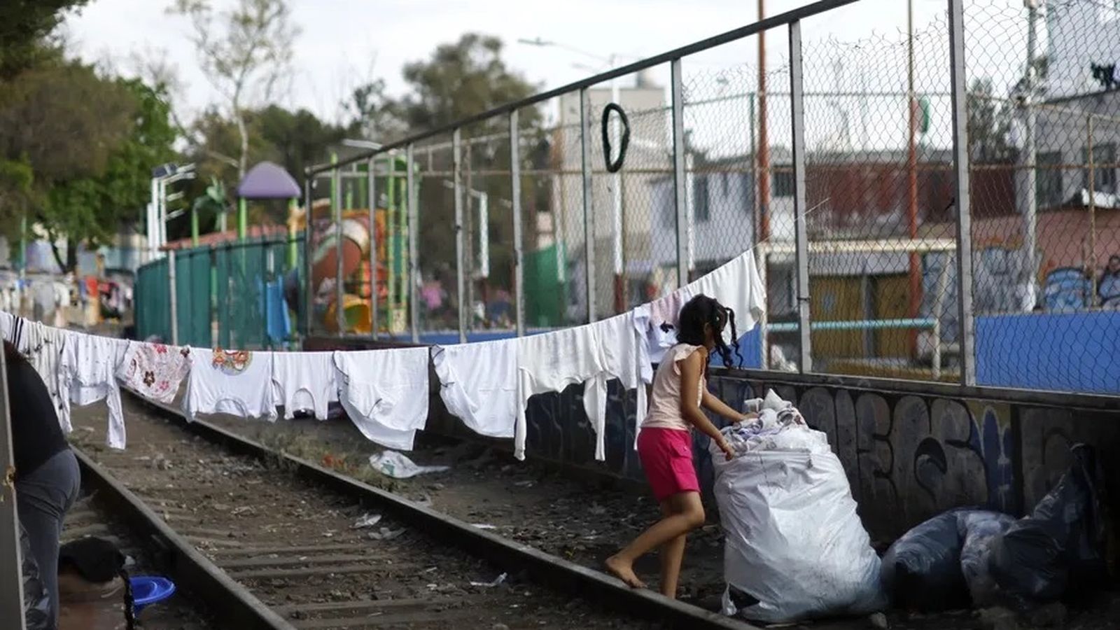 Campamento de migrantes en México