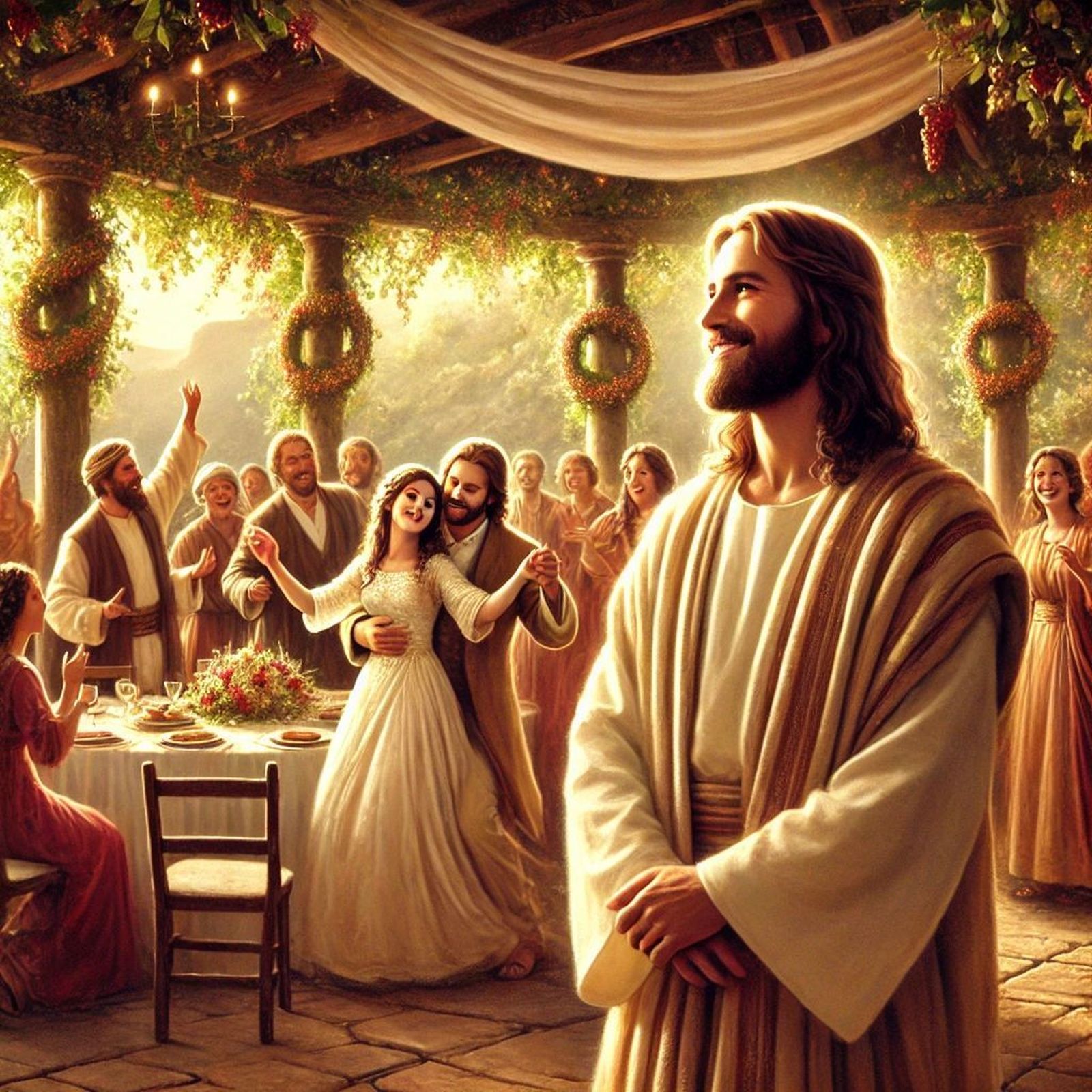 Jesús, en las Bodas de Caná, según la IA