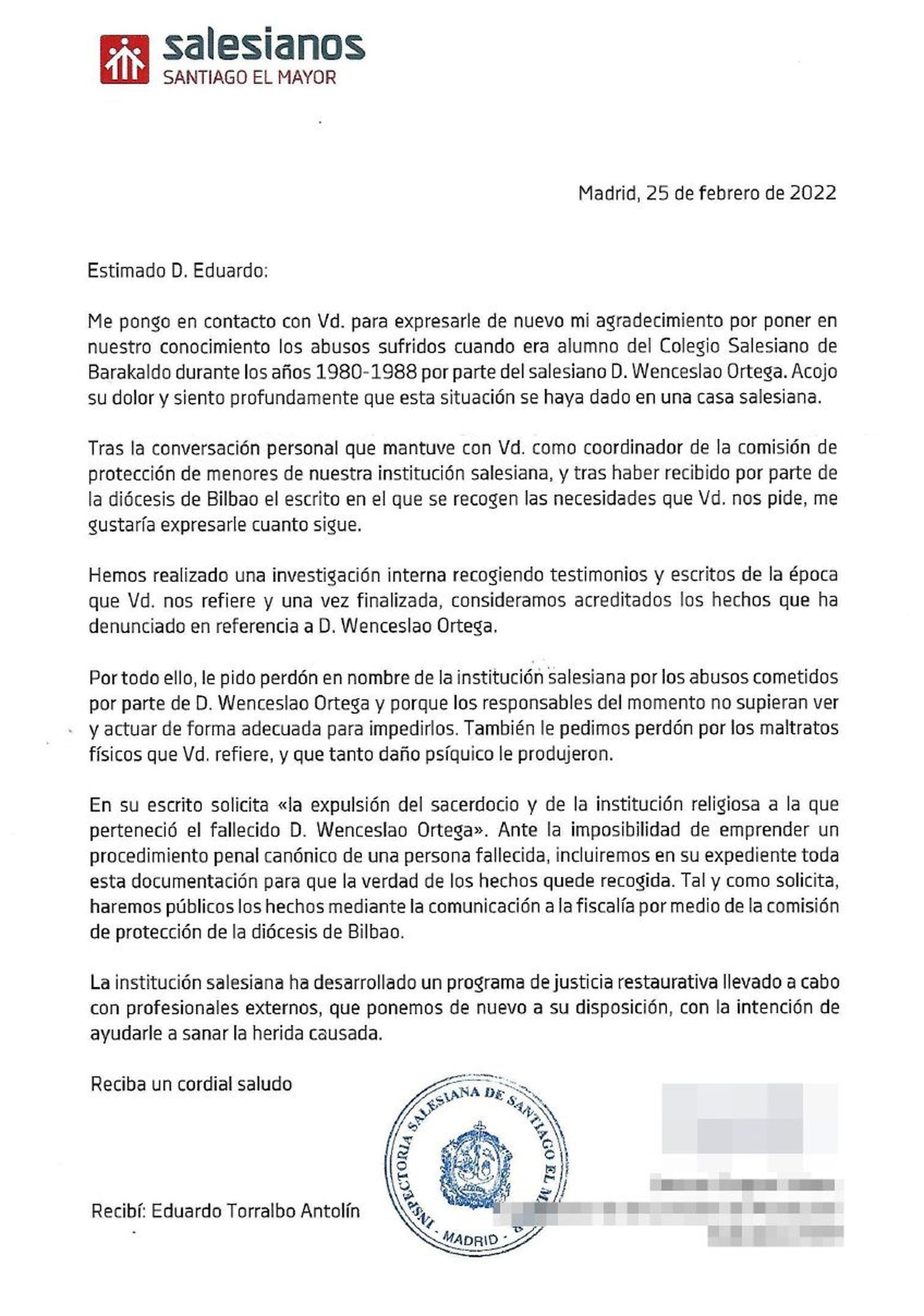 Petición de perdón a Eduardo