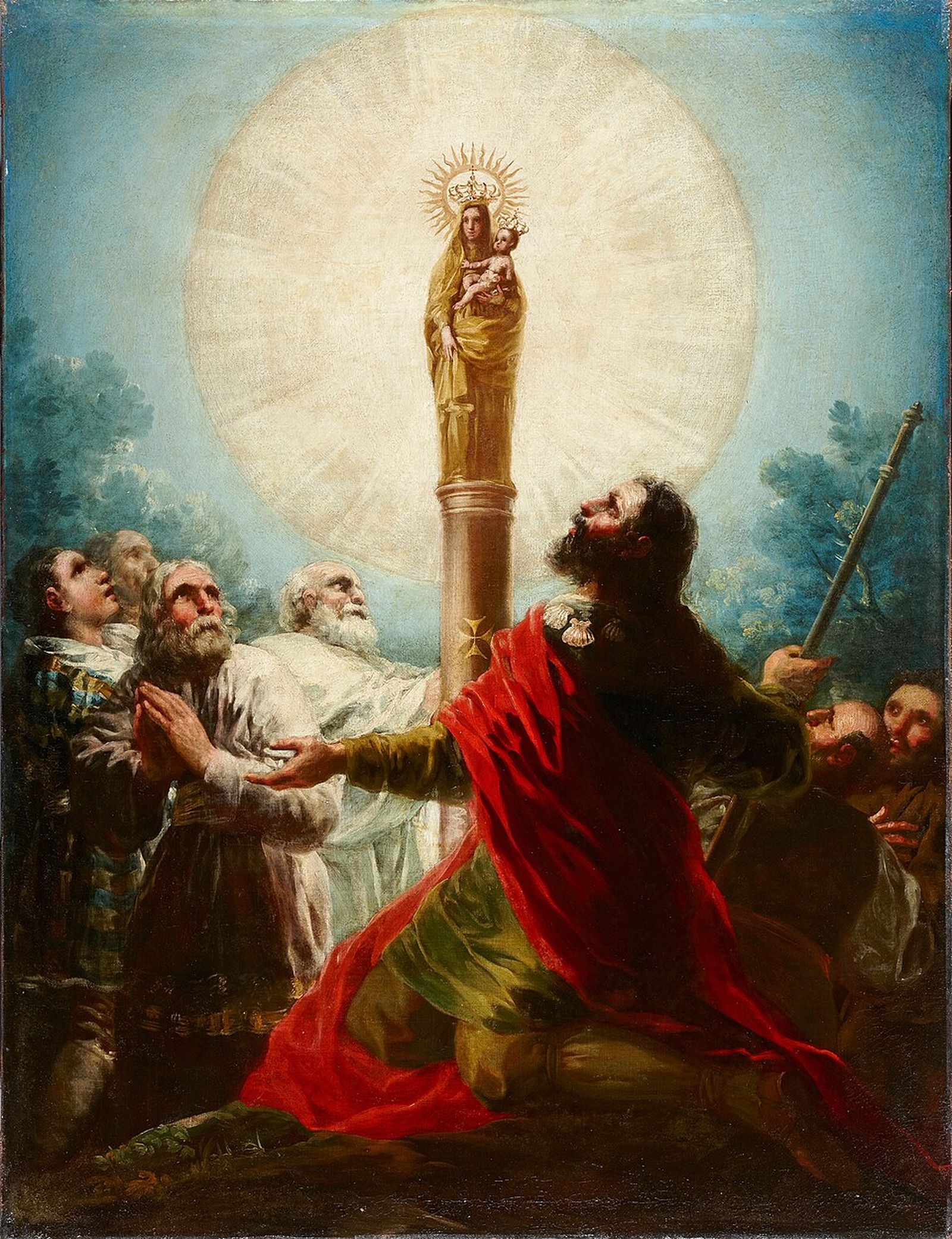 El apóstol Santiago y sus discípulos adorando a la Virgen del Pilar