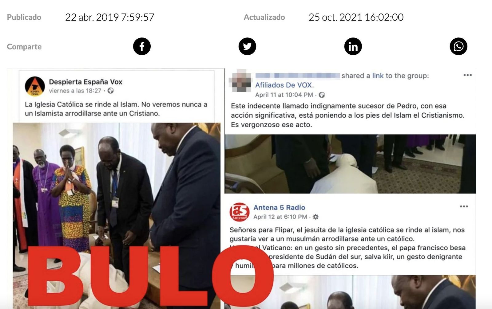 Bulos sobre el papa Francisco y el islam