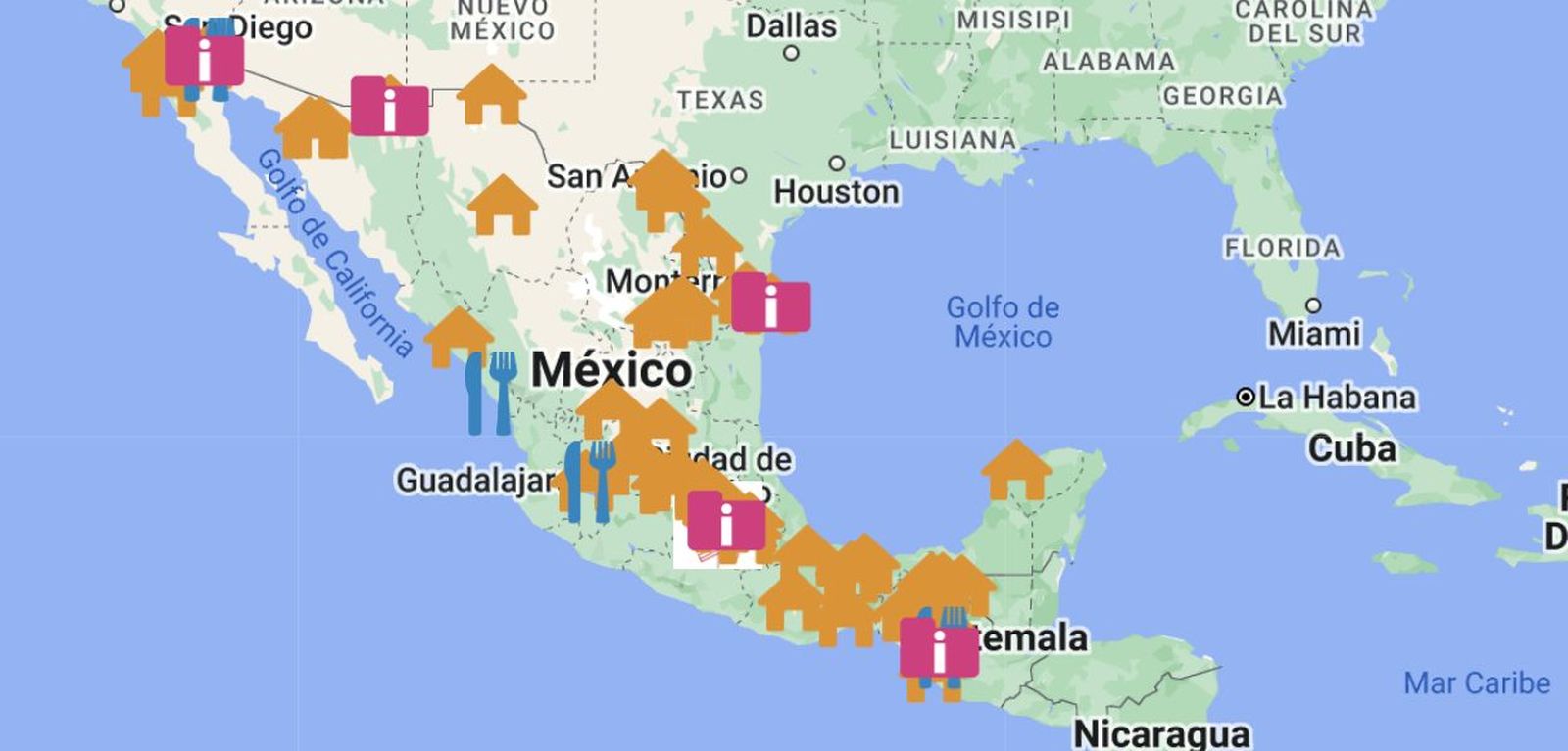 Mapa de albergues de la Iglesia en México