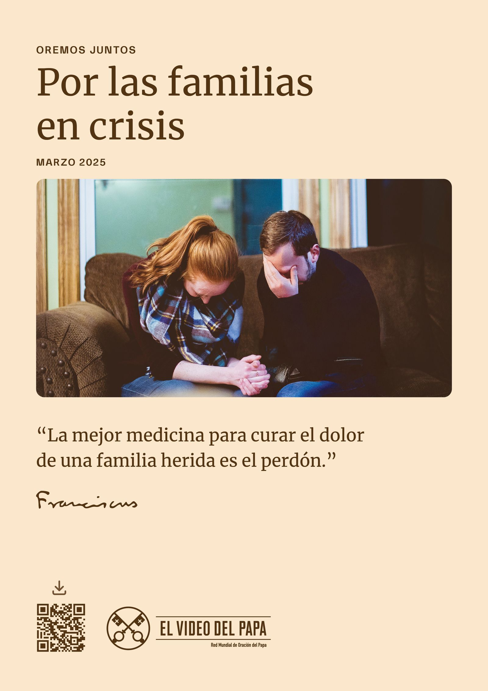 Por las familias en crisis, tema del Vídeo del Papa de este mes de marzo