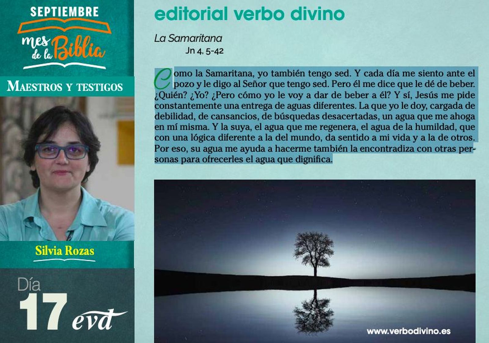 Silvia Rozas, en el mes de la Biblia de Verbo Divino