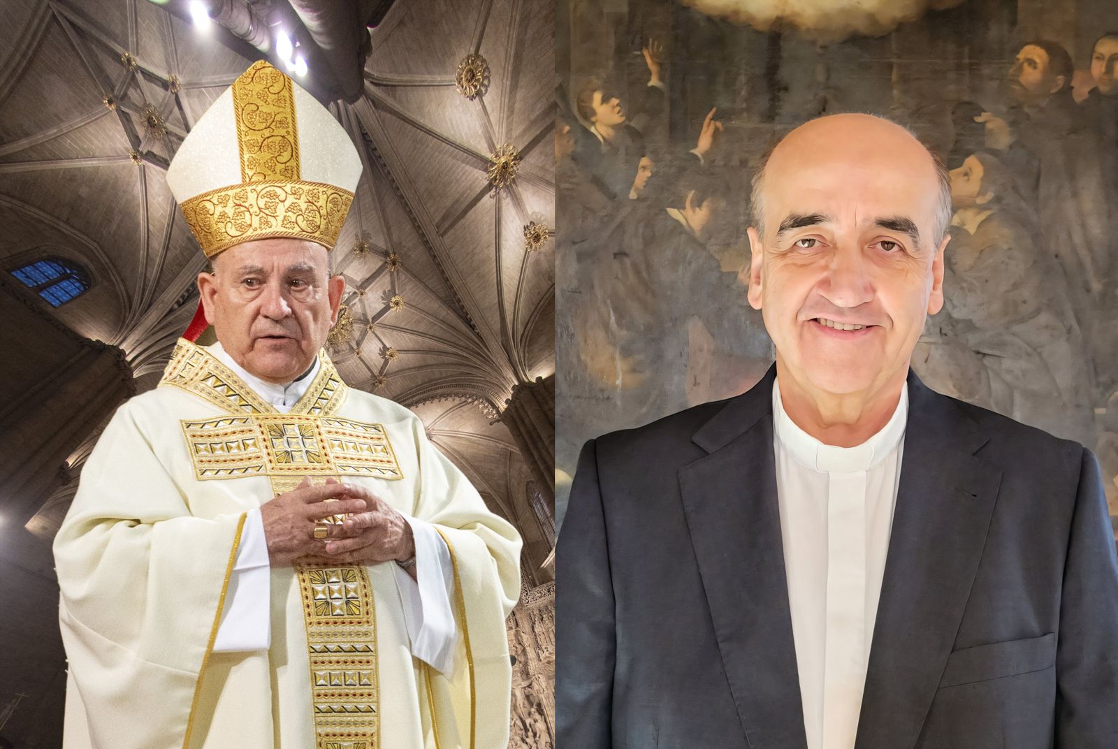 Monseñor Zamora (a la izda) y Pedro Aguado, obispo electo de Huesca
