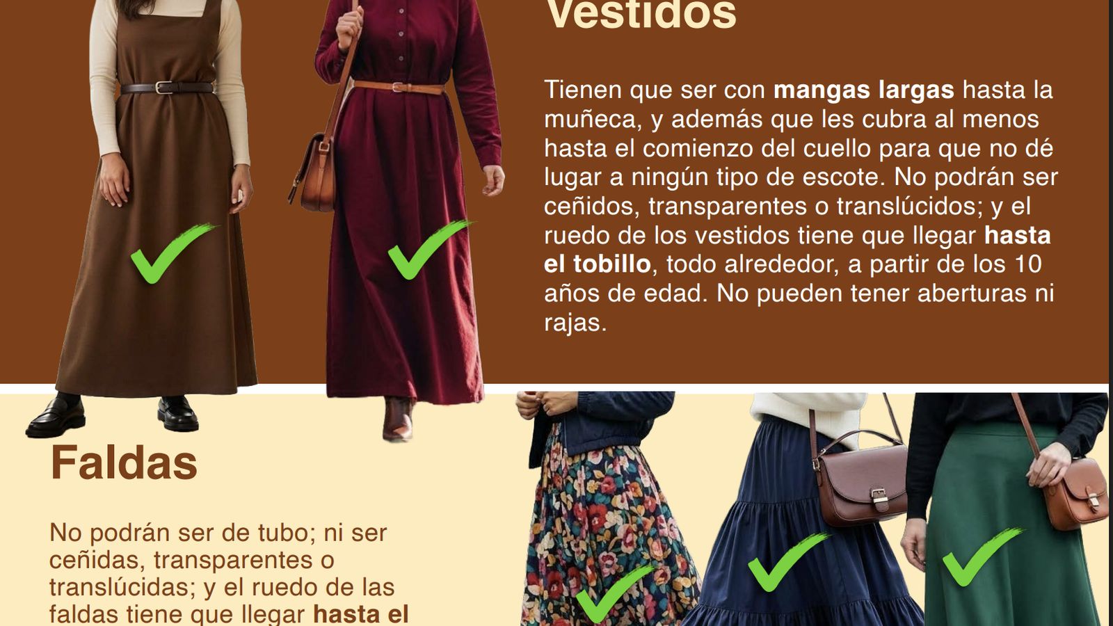 Normas de vestimenta para la mujeres para acceder a las misas