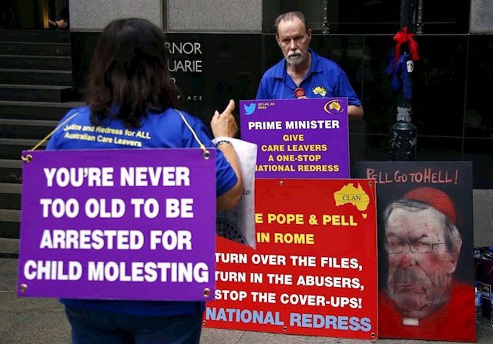 Protestas de familiares de víctimas de abusos en la Iglesia católica de Australia