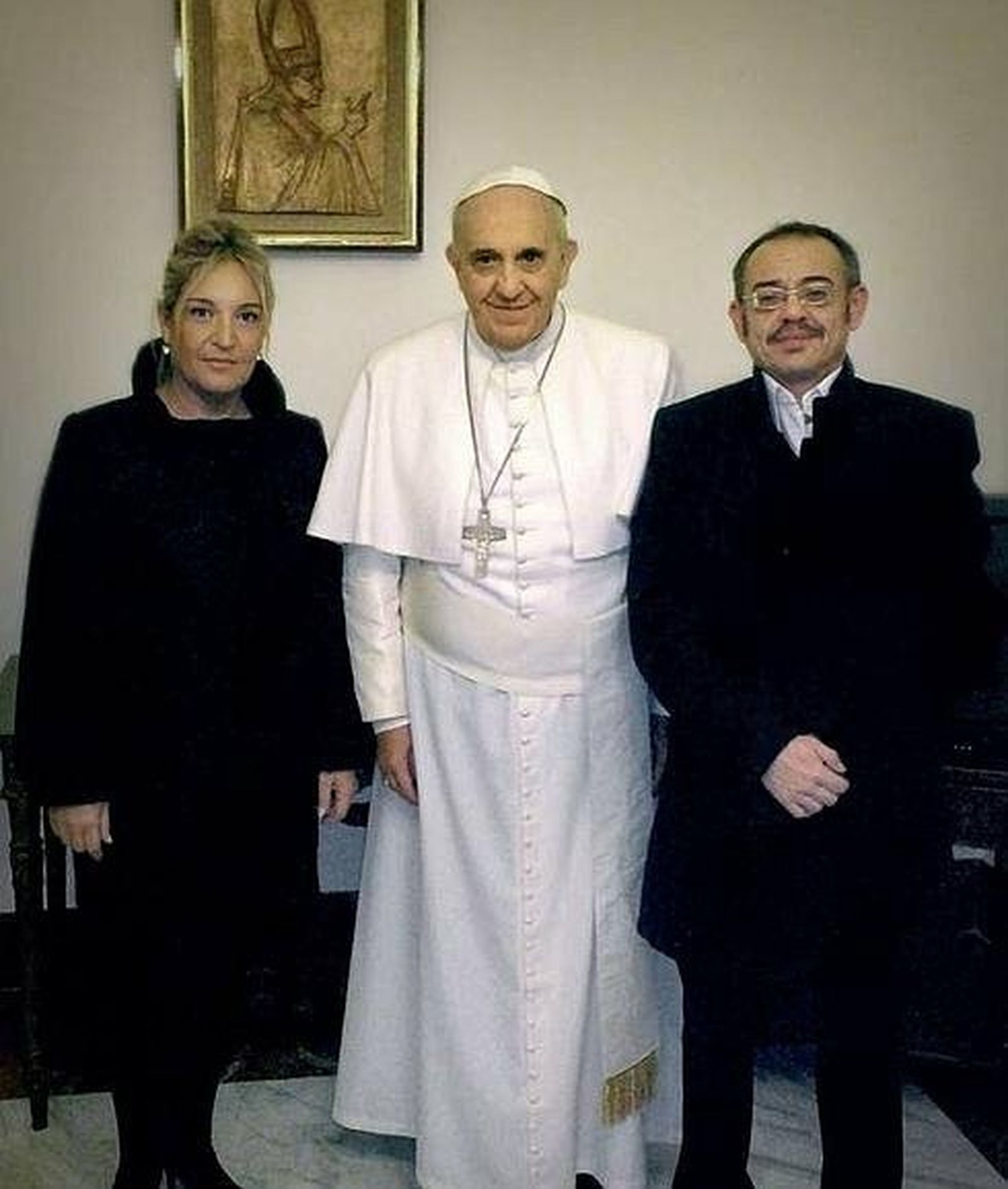 El Papa con Neria y su mujer