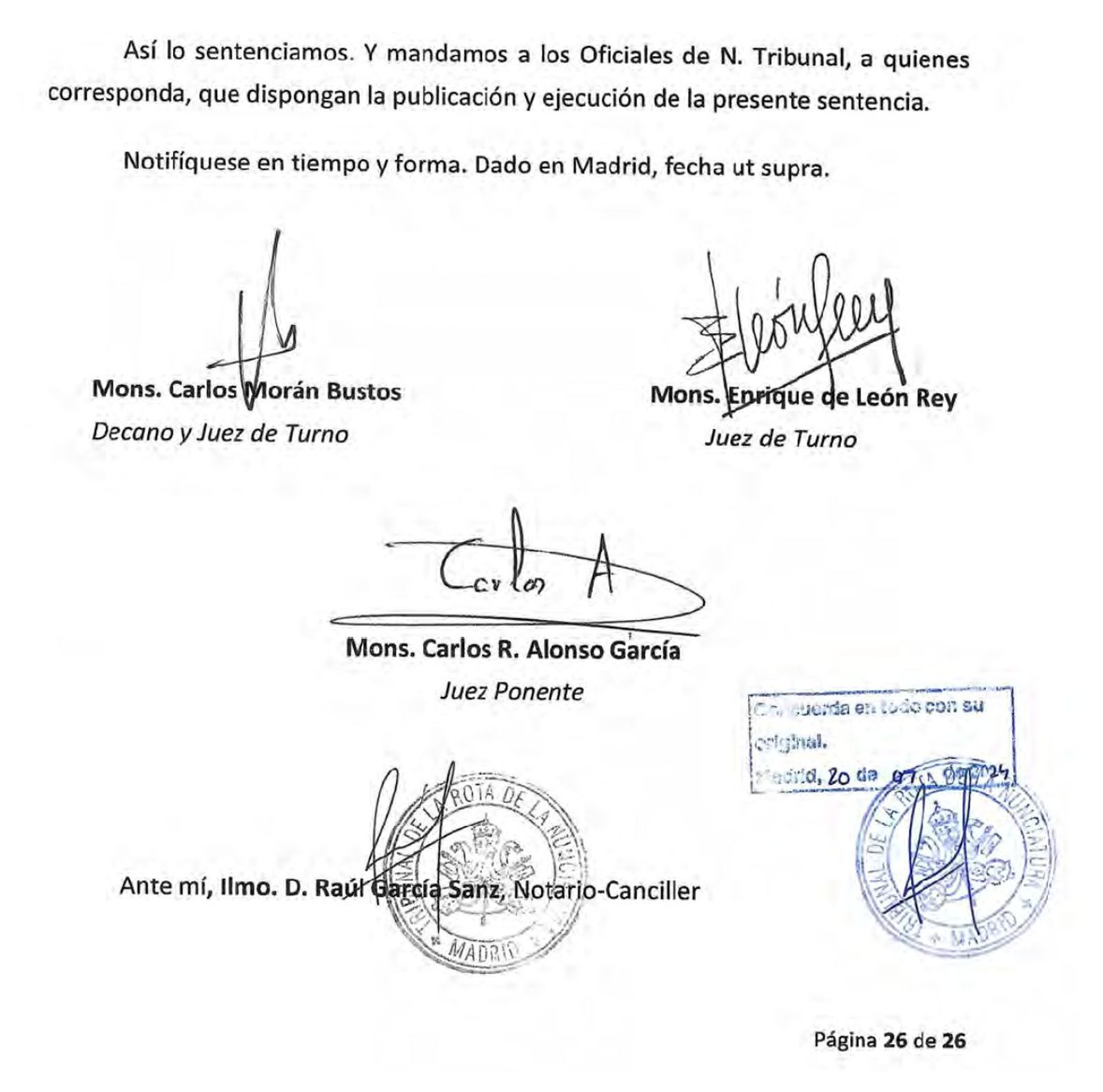 Sentencia contra Antonio Casado