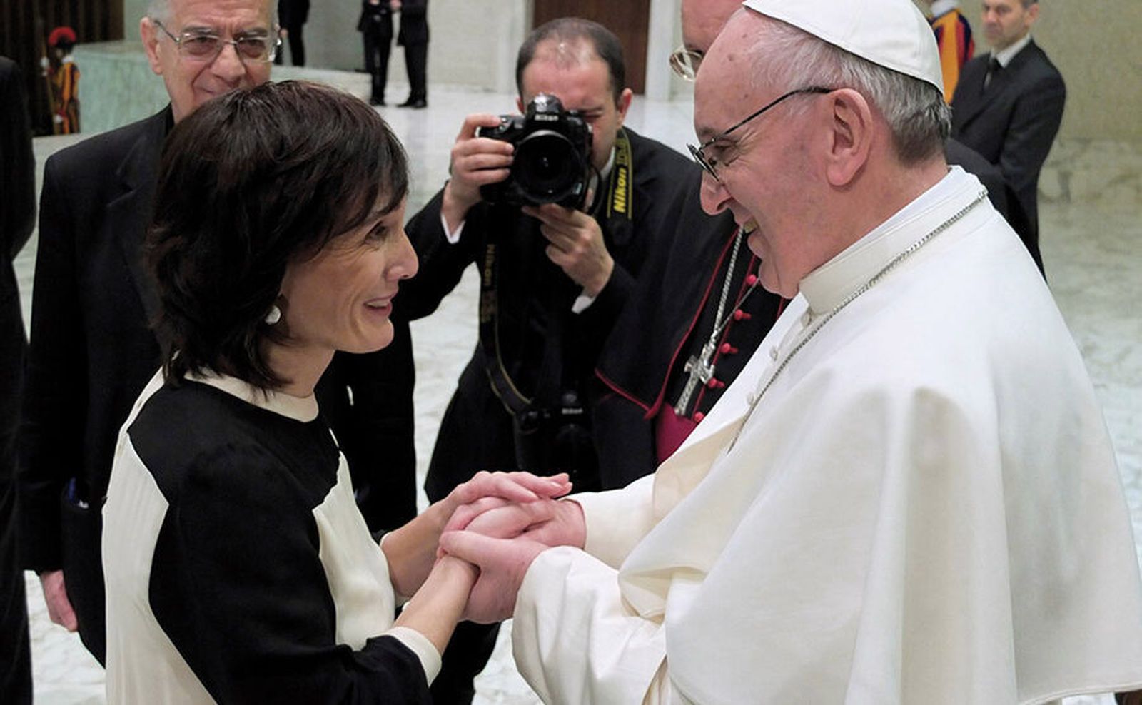 Cristina del Olmo con el papa Francisco