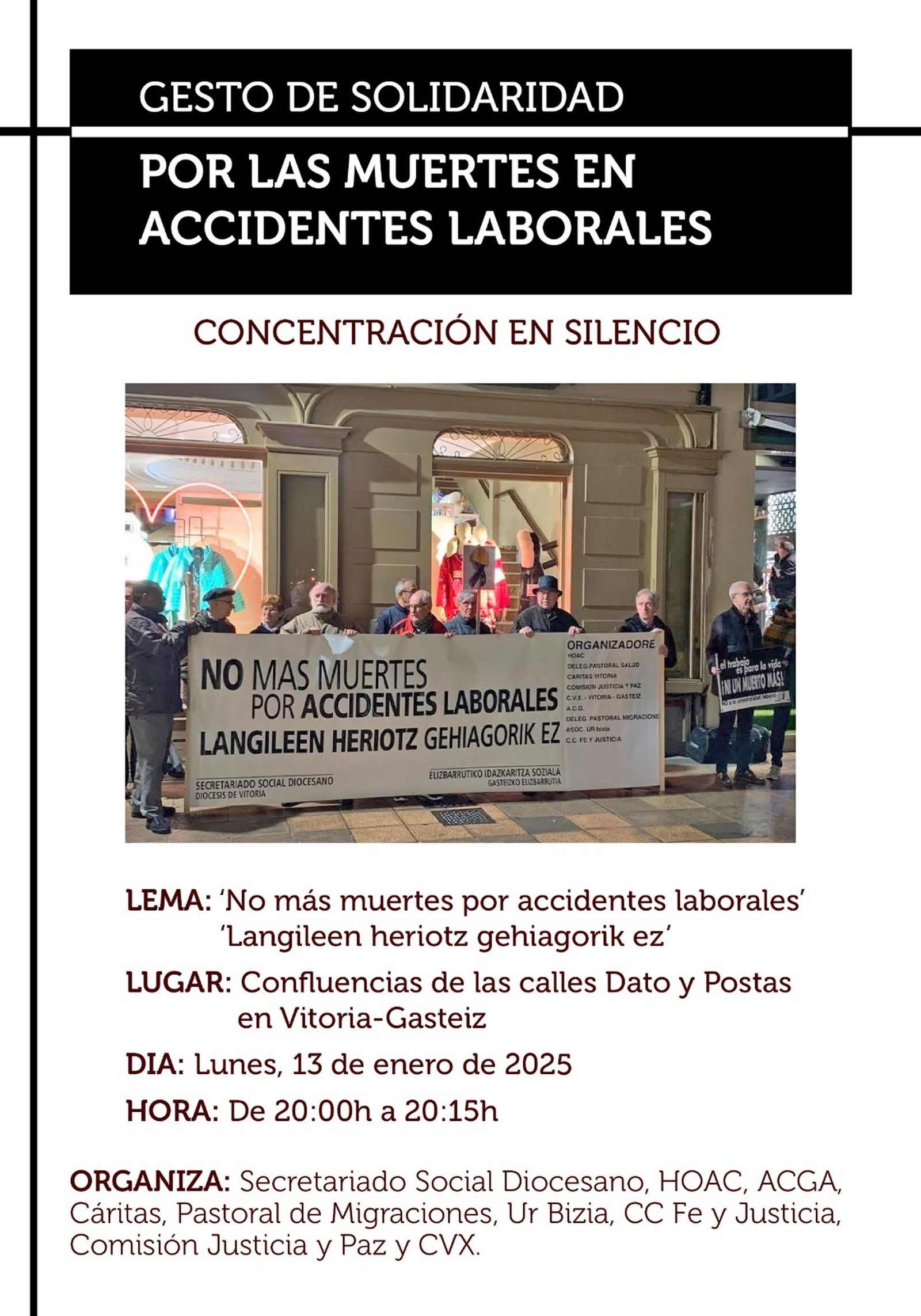 La Diócesis de Vitoria repite este gesto cada vez que se produce un accidente laboral