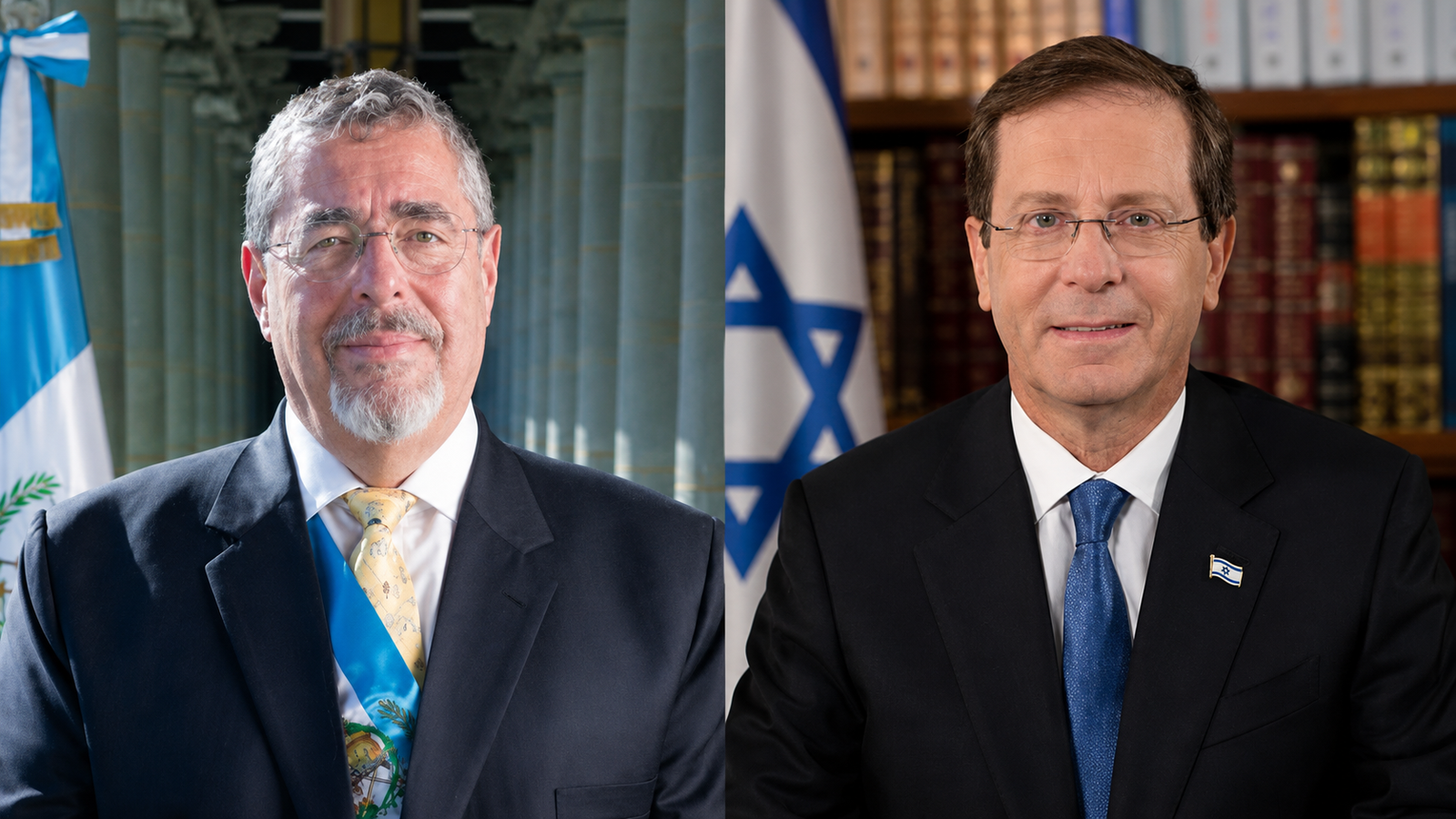 Isaac Herzog, Presidente de Israel. Fuente: Wikipedia:  Bernardo Arévalo, Presidente de Guatemala. Fuente: Wikipedia