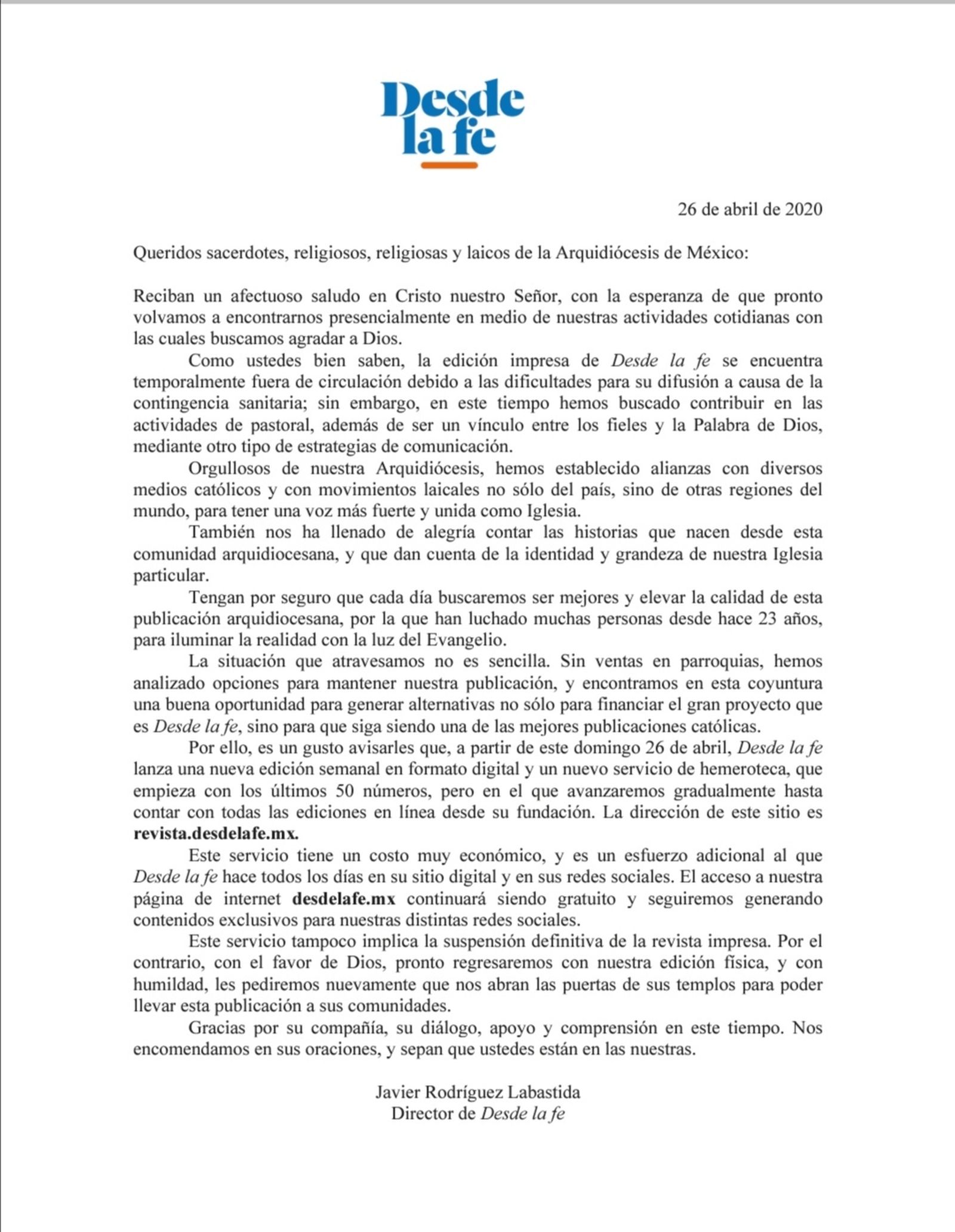 Semanario. Desesperado SOS.