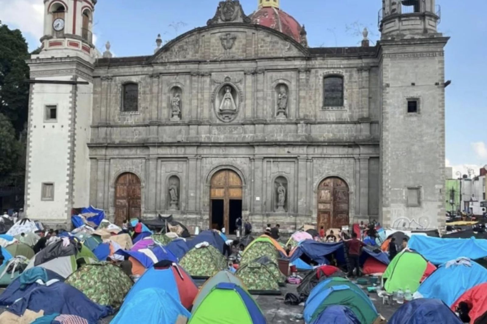 Campamento de migrantes en México